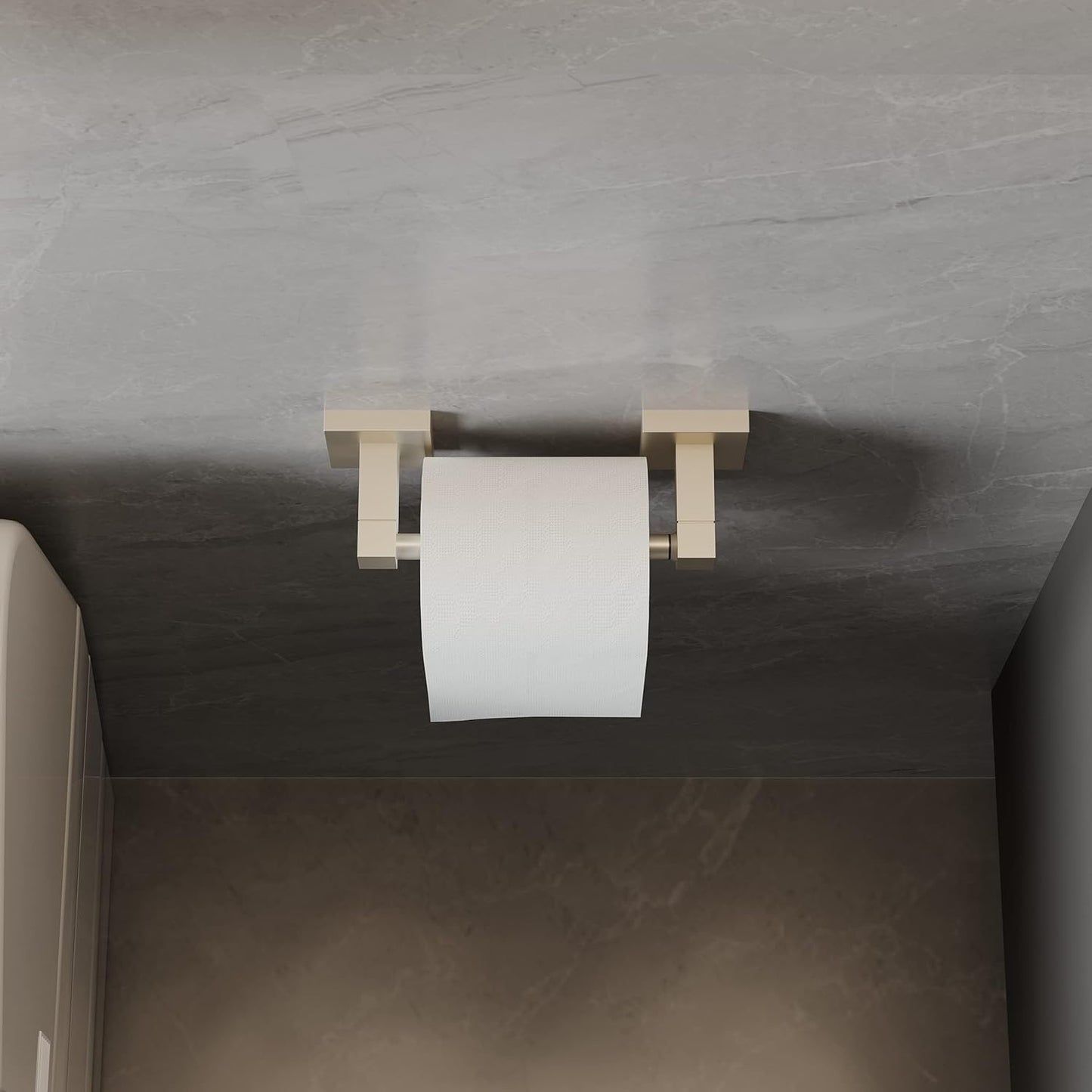 RUACQ Brushed Nickel Toilet Paper Holder Wall Mount for Bathroom | Dual-Post Pivoting Tissue Roll Holder with Square