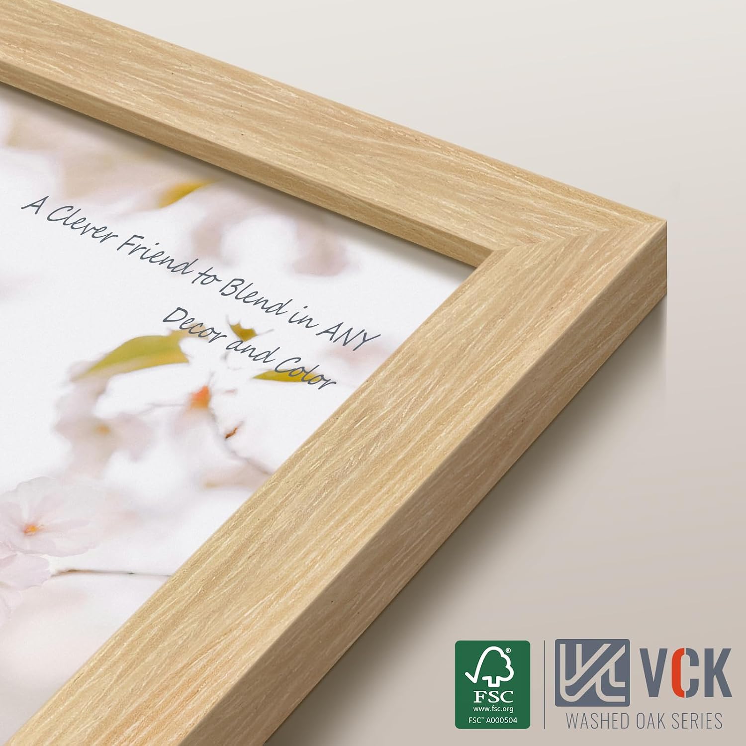 VCK 22x28 Frame Oak 4 Pack, Wide Thick Wood Border, for Poster/Print | Exclusive Woodgrain, Wall Hanging, HD