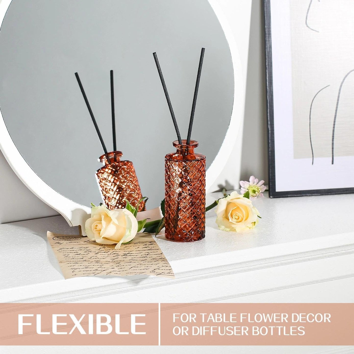 Flowers / Mini Bud Vases Centerpieces / Amber / Set of 12