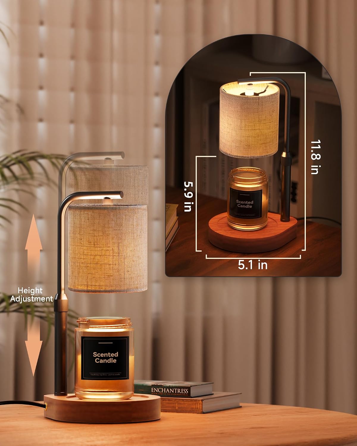 Candle Warmer Lamp with Timer & Dimmer for Yankee Candles, Adjustable Height Candle Warmer for Jar Candles, Wax Melt