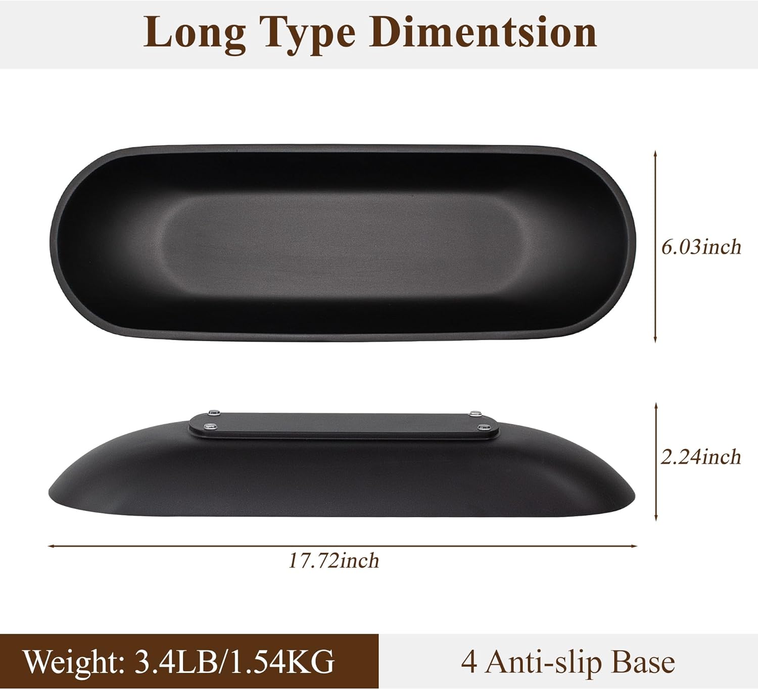 Long Dough Bowl / Black / Extra Long / 17.72 Inch