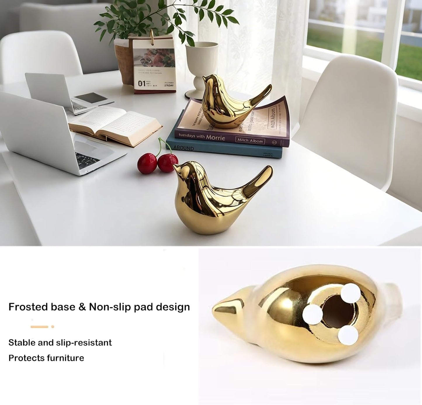 Small Birds Animal Statues Bird Figurines Knick Knacks Home Decor / Goldbirds / Gold / Set of 2