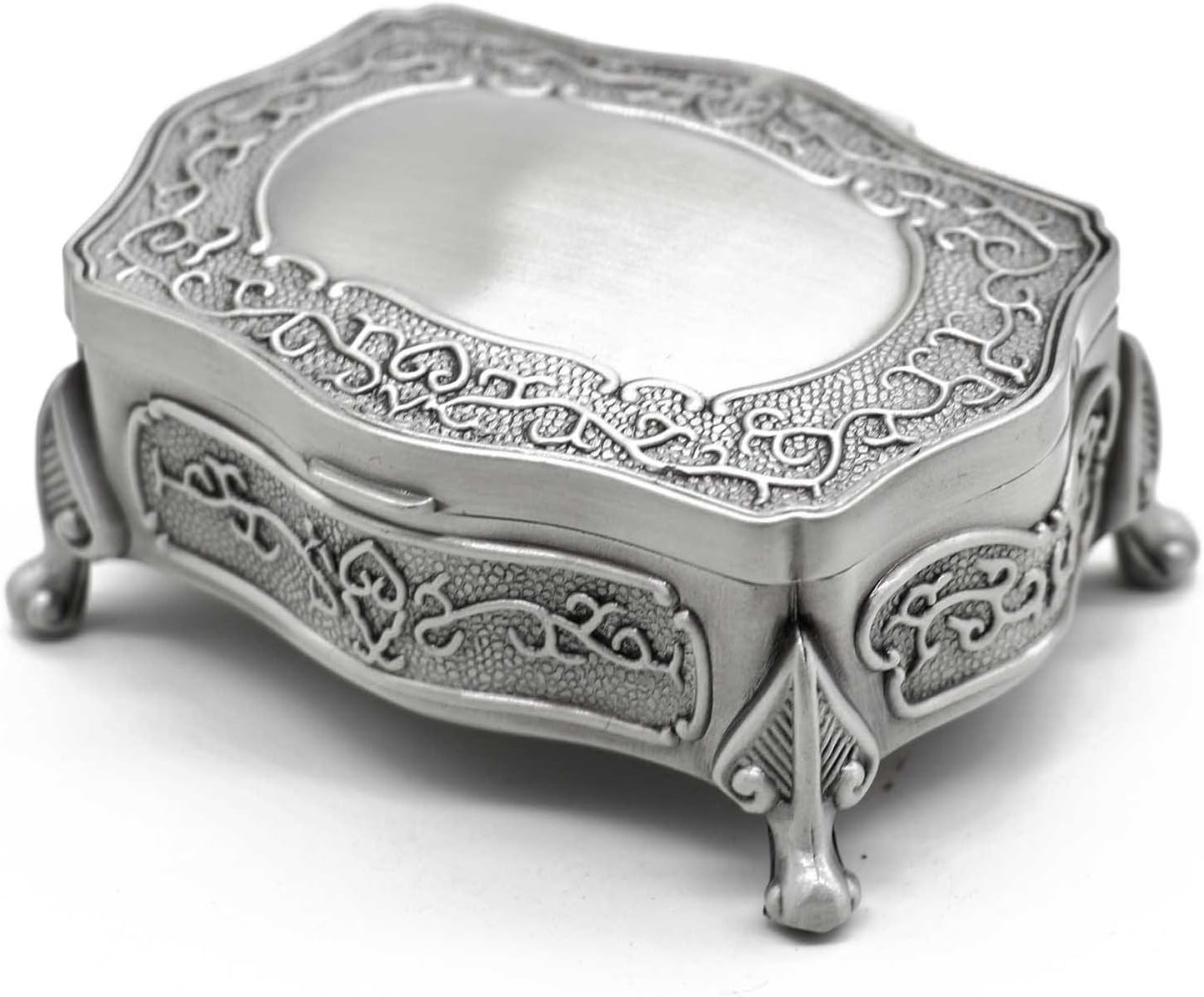 Rectangle Vintage Metal Jewelry Box Trinket Gift Box Chest Ring Case for Girls / Square / Small