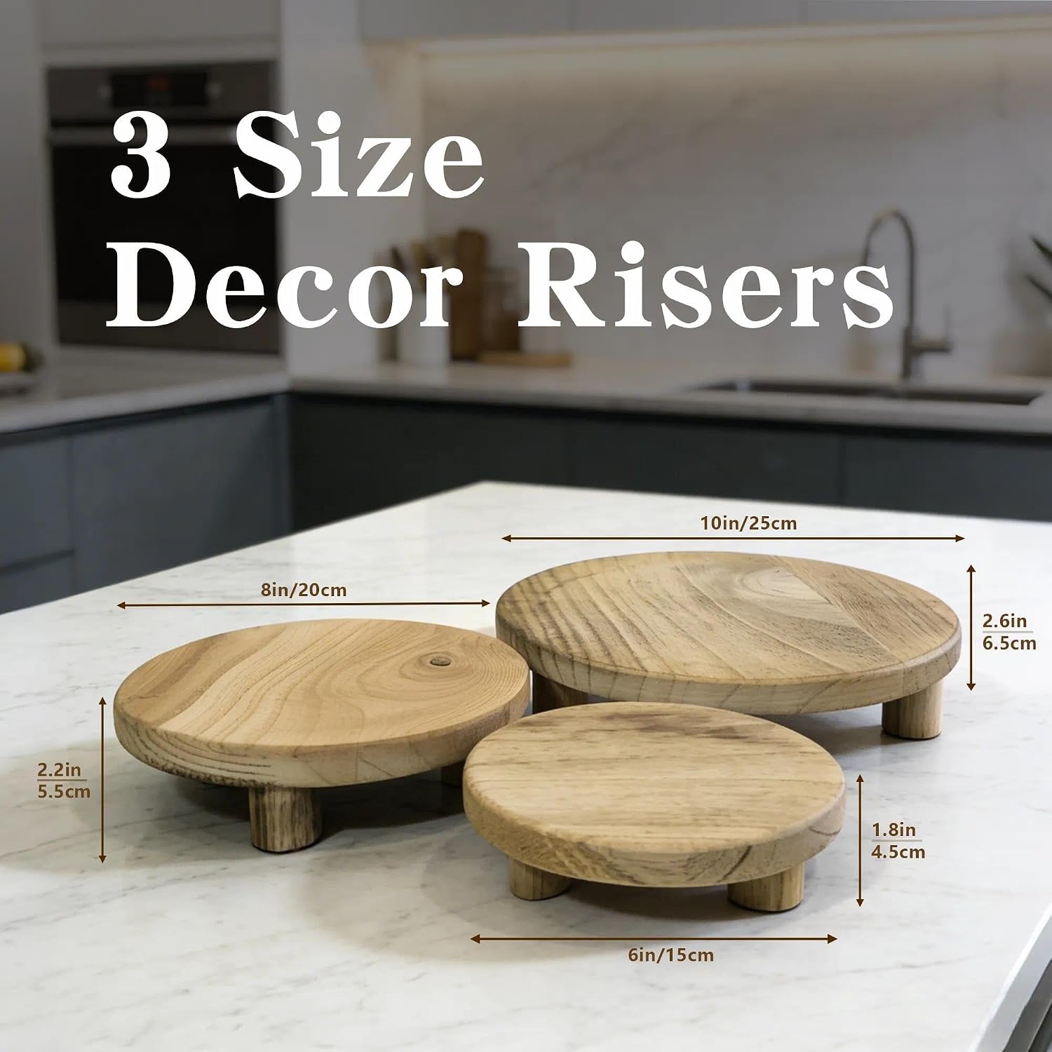 Solid Wood Plant Riser / Lightbrown / Natural / 10 Inch / Set of 3