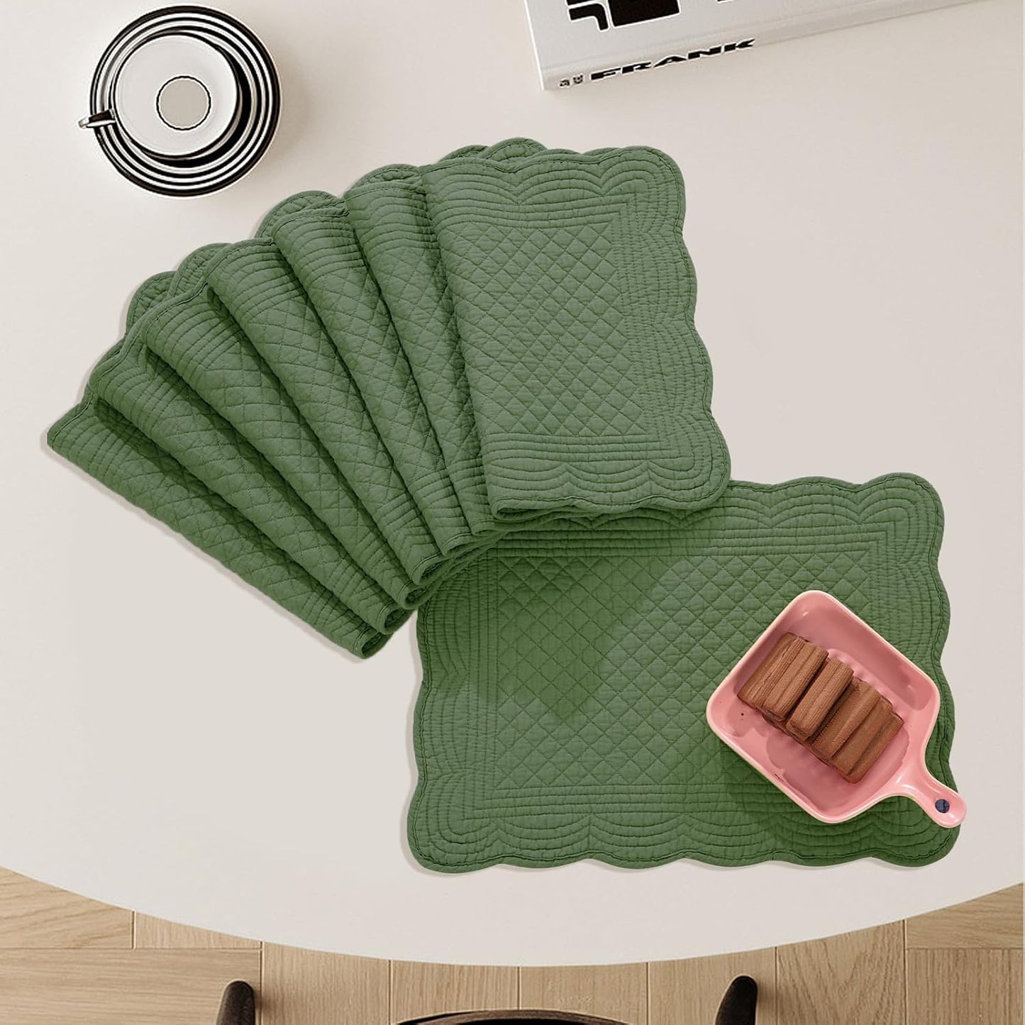100% Cotton Quilted Placemats Set of 6,Washable Cloth Table Placemats for Kitchen & Dining Table