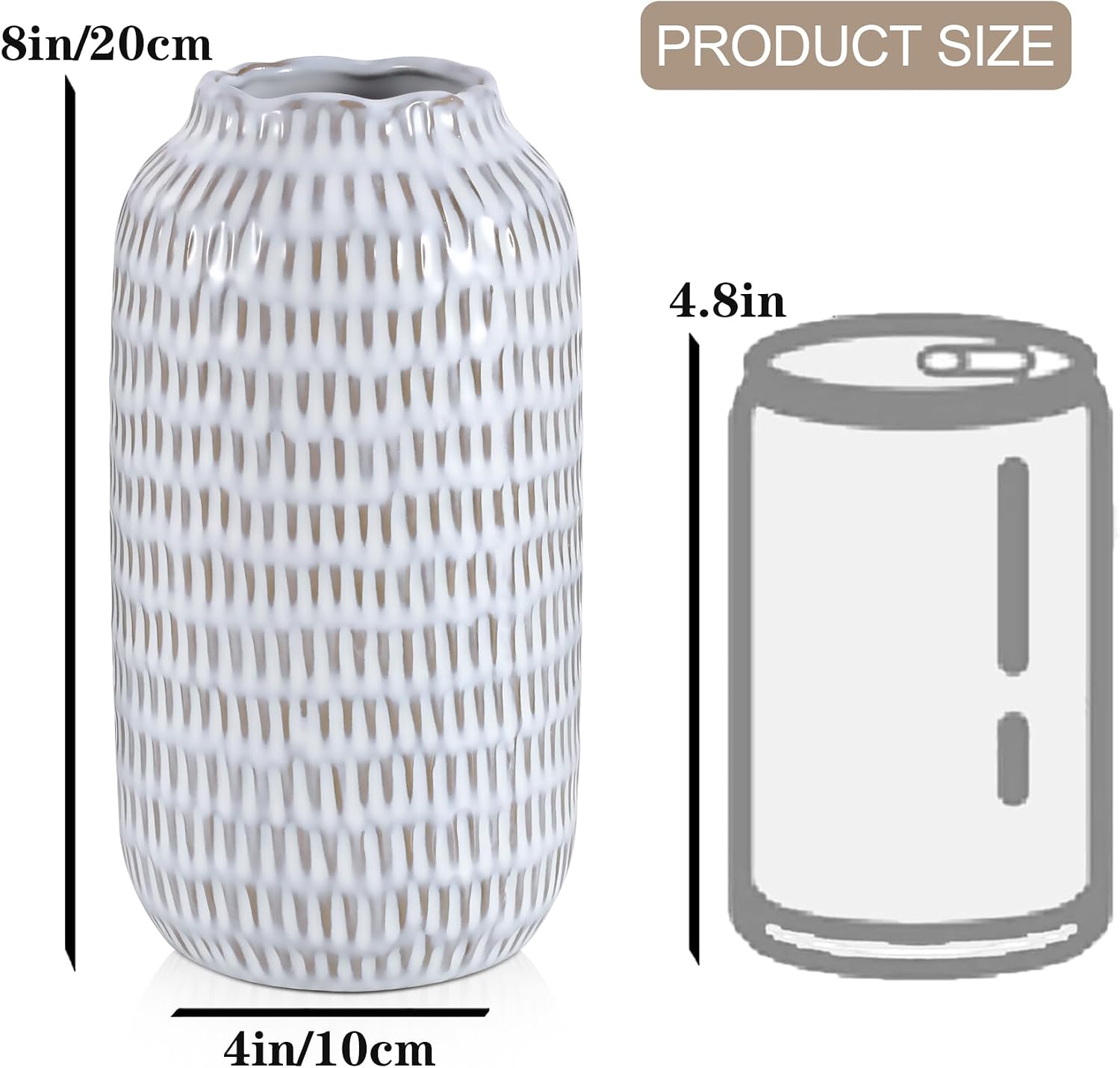 Ceramic Vase for Flowers / Glaze White