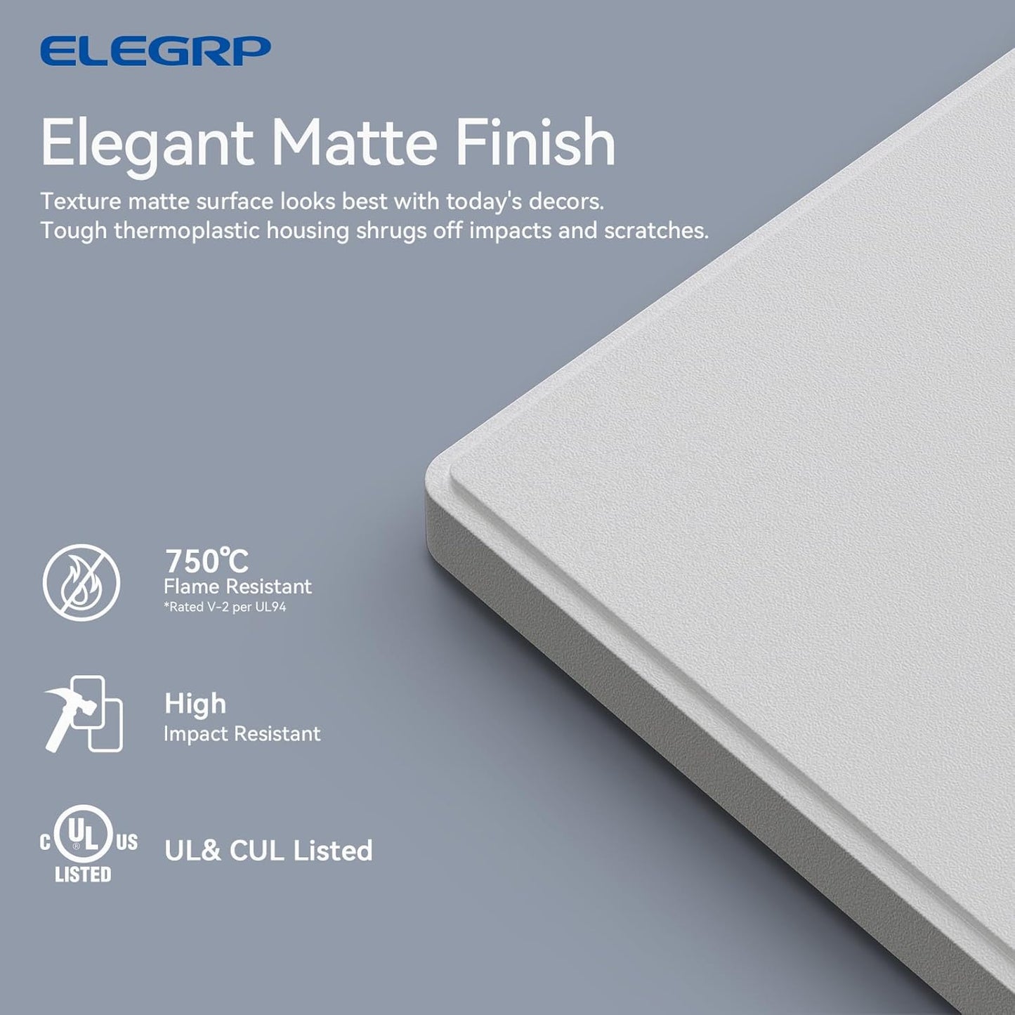 ELEGRP 4-Gang Screwless Decorative Wall Plates, Mid-Size Unbreakable Thermoplastic Faceplate Cover for Decorator