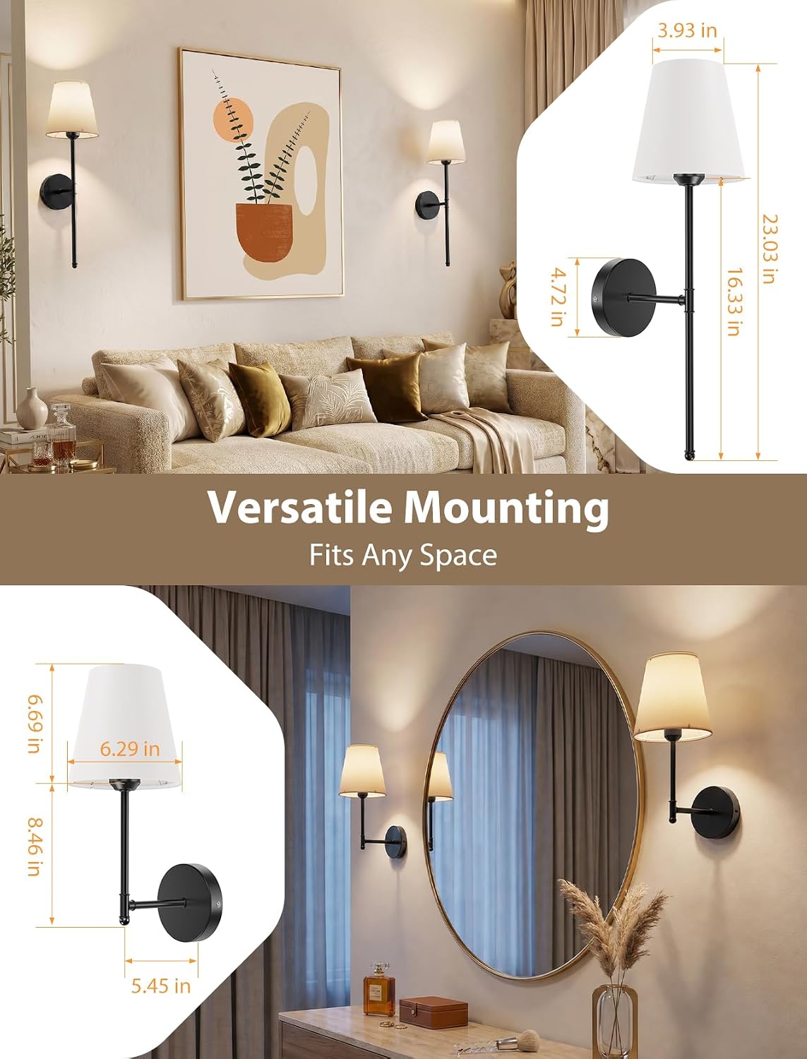 GBEAST Wall Sconces Set of Two, Rechargeable Wall Lights with Magnetic Bulb and Remote, Dimmable Wall Lamps with RGB &