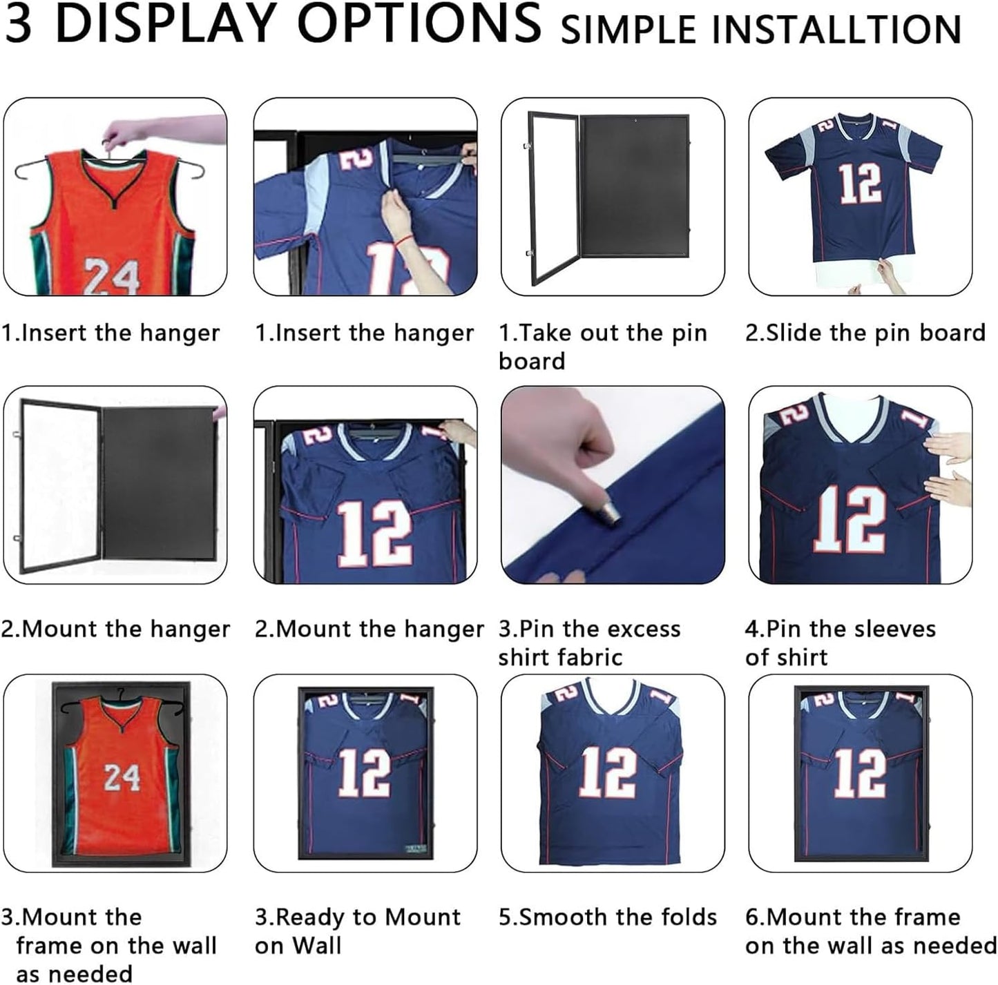 Jersey Frame Display Case Large Lockable Jersey Frame Shadow Box | UV Protected Acrylic and Hanger for Baseball