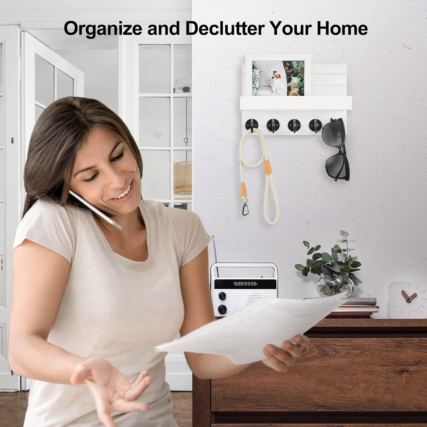 Key Holder / Decorative Key and Mail Holder / White