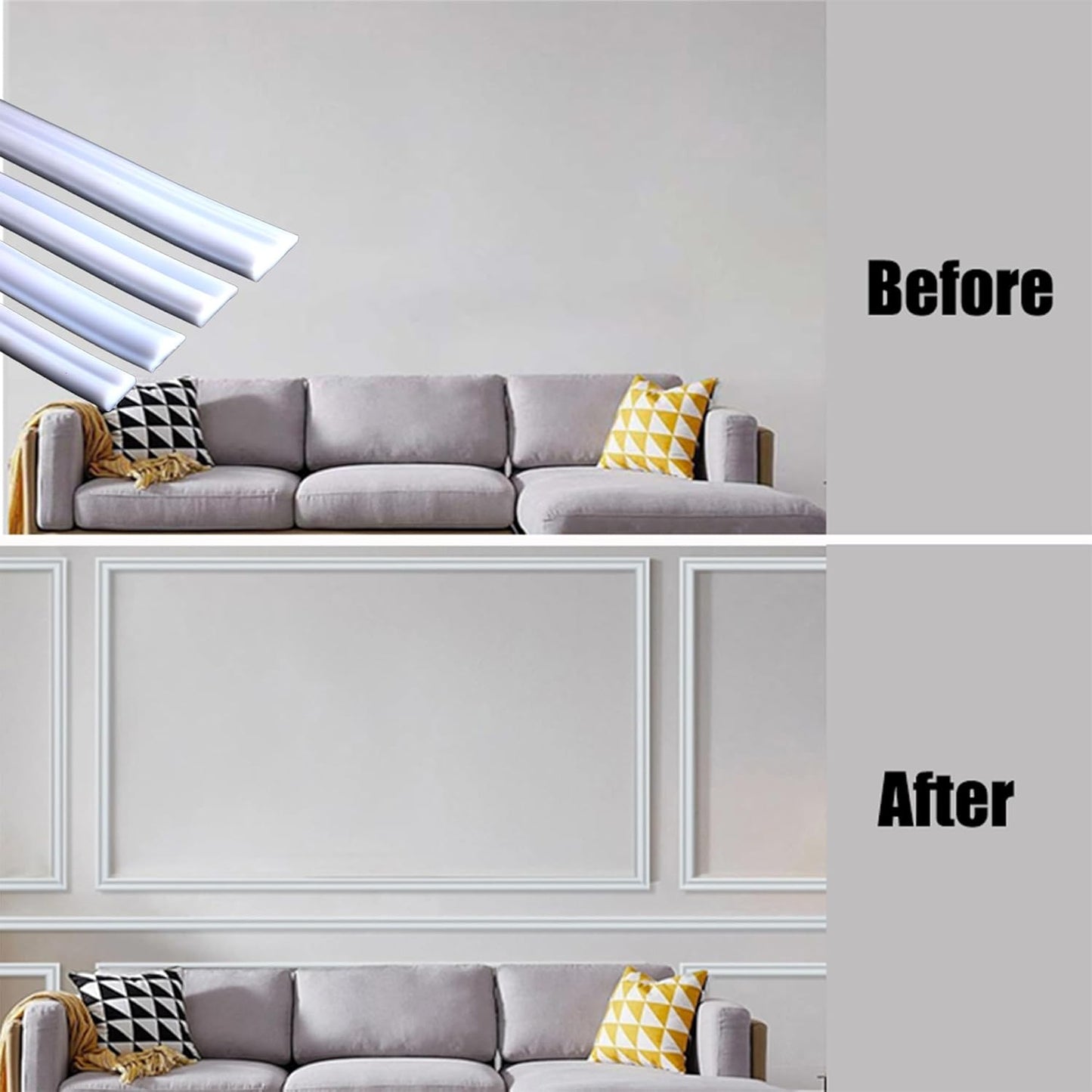Peel and Stick Wall Molding Trim / White / 20ftx0.9