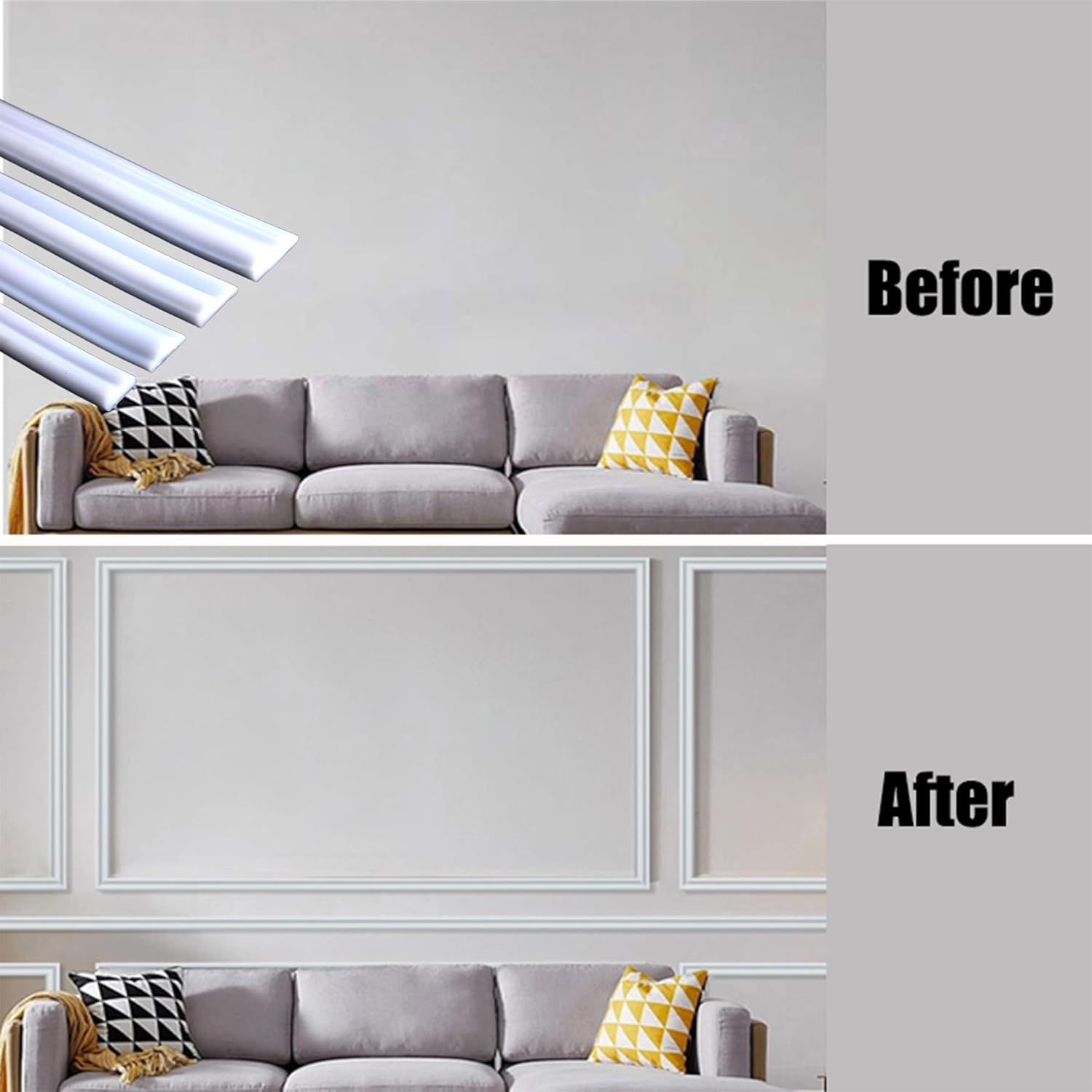Peel and Stick Wall Molding Trim / White / 20ftx0.9
