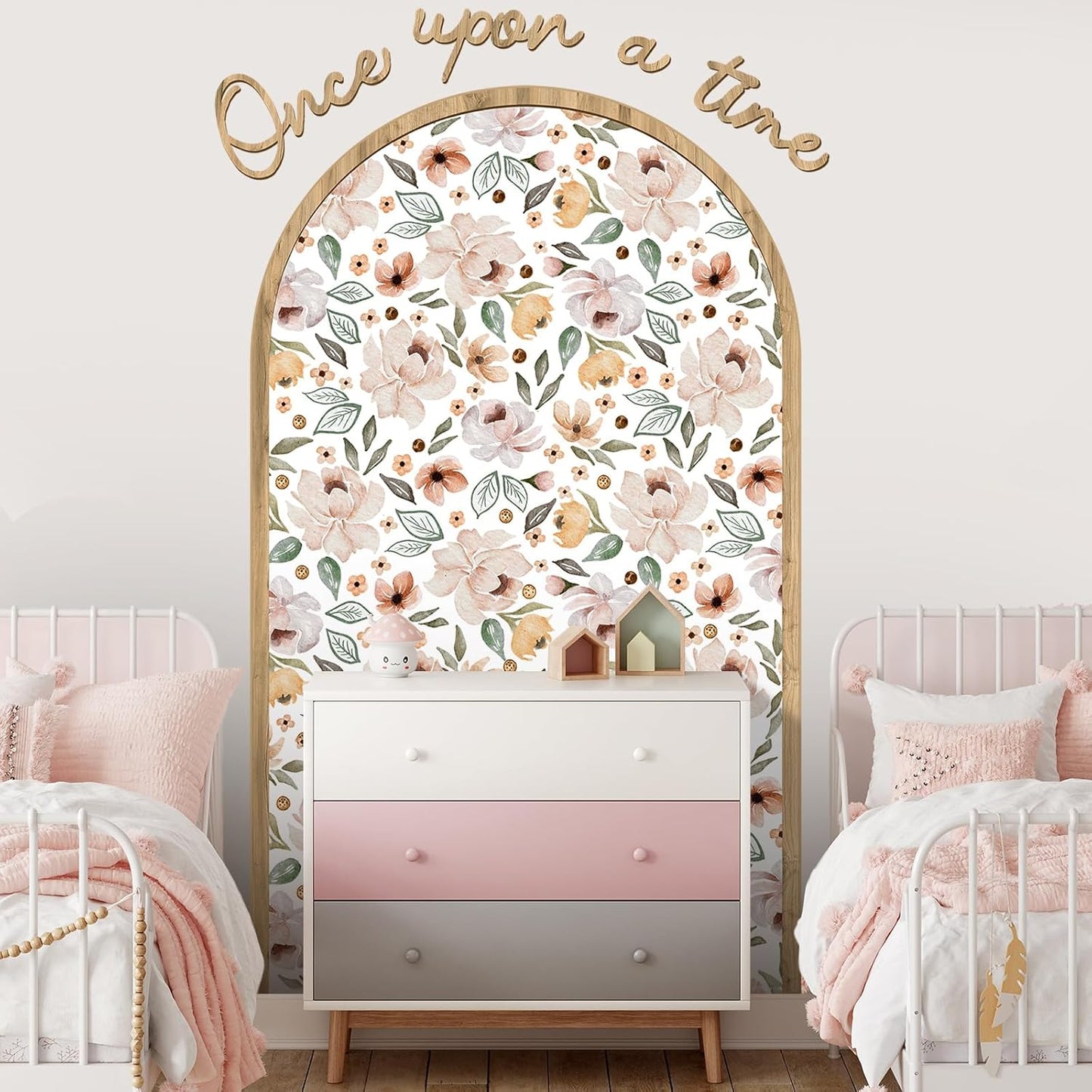 Flower Arch Wall Decals Peel and Stick Floral Stickers Once Upon a Time Floral Arch Decals / 60 x 35