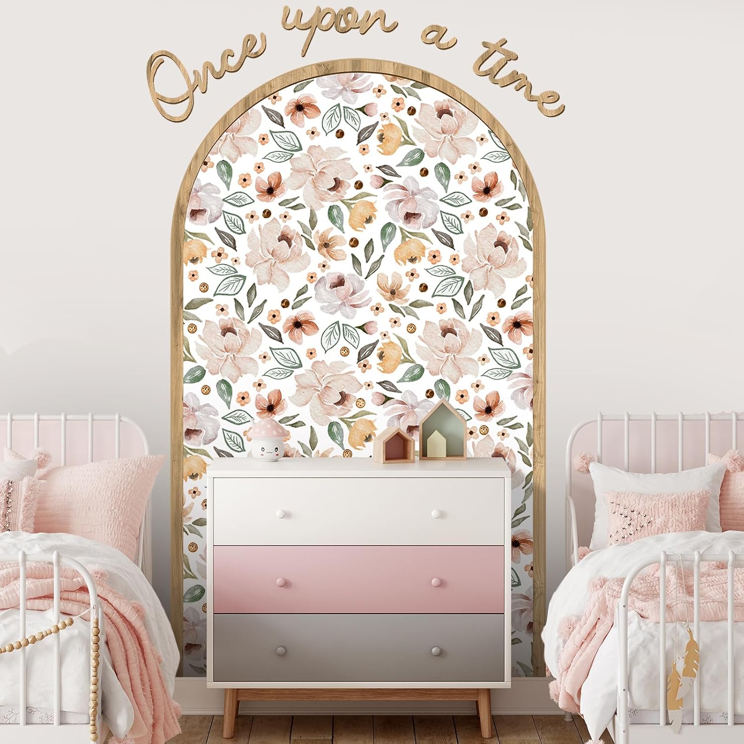 Flower Arch Wall Decals Peel and Stick Floral Stickers Once Upon a Time Floral Arch Decals / 60 x 35