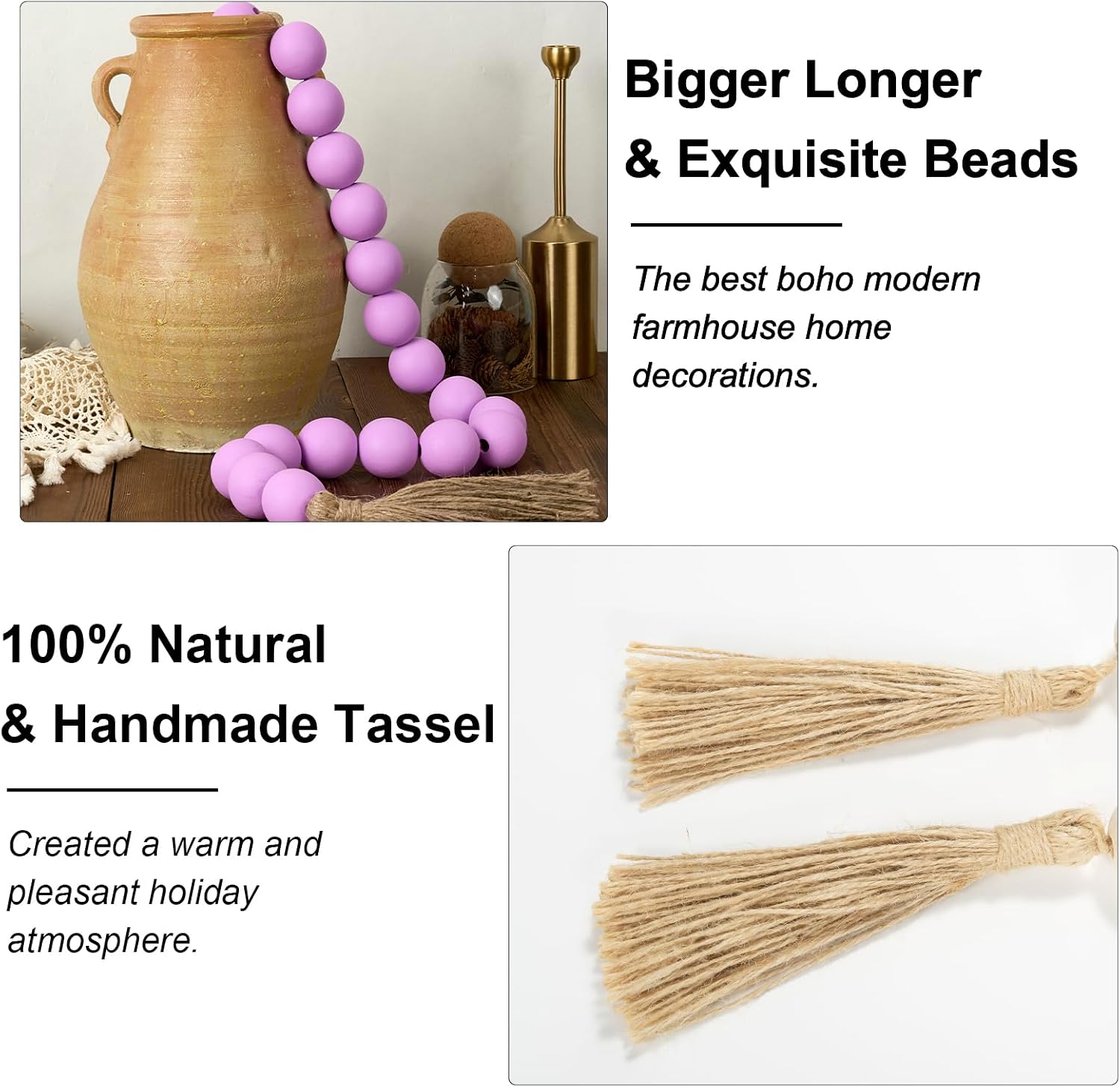 Extra Large Wood Bead Garland Purple / 8 Purple / 41 Inches