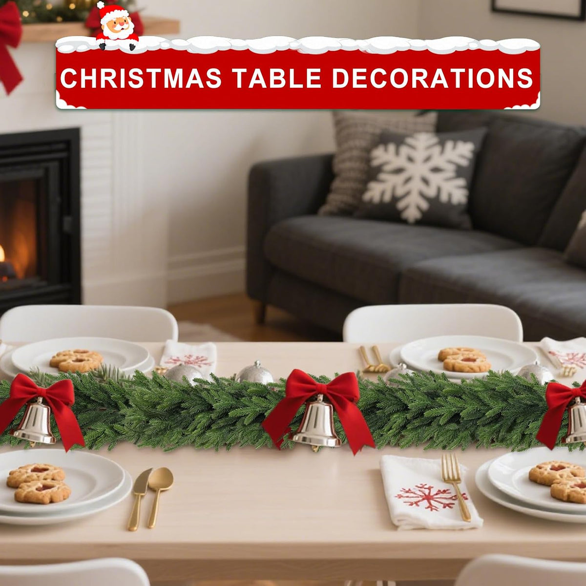 6Ft Christmas Garland Realistic Fuller,Natural Droopy,Lifelike Xmas Green Pine Cedar Mantle Garland for Table Mantle