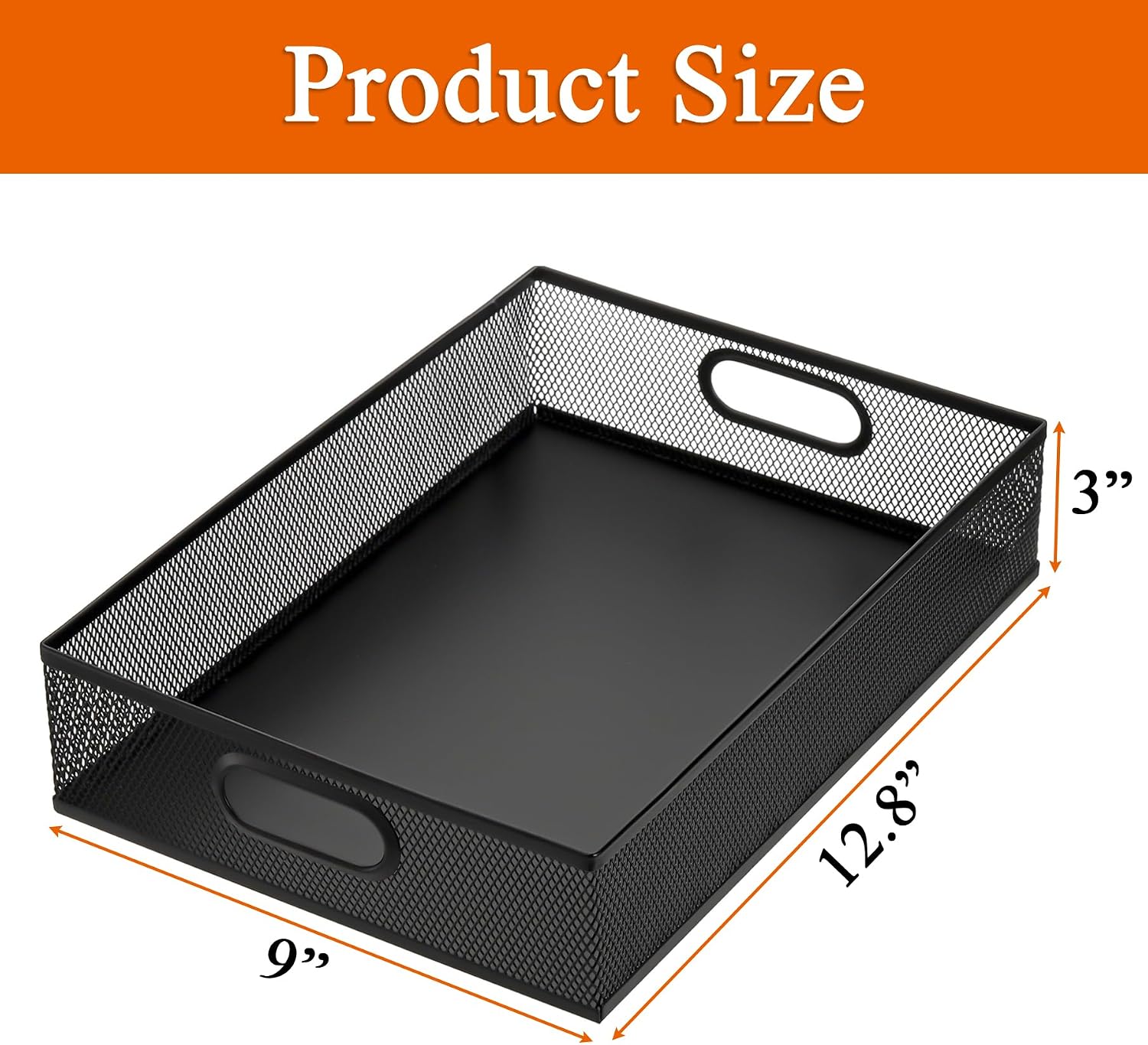 Elsjoy 2 Pack Desk Drawer Organizer Tray, Metal Mesh Desktop Storage Tray Office File Organizer with Handle, Portable