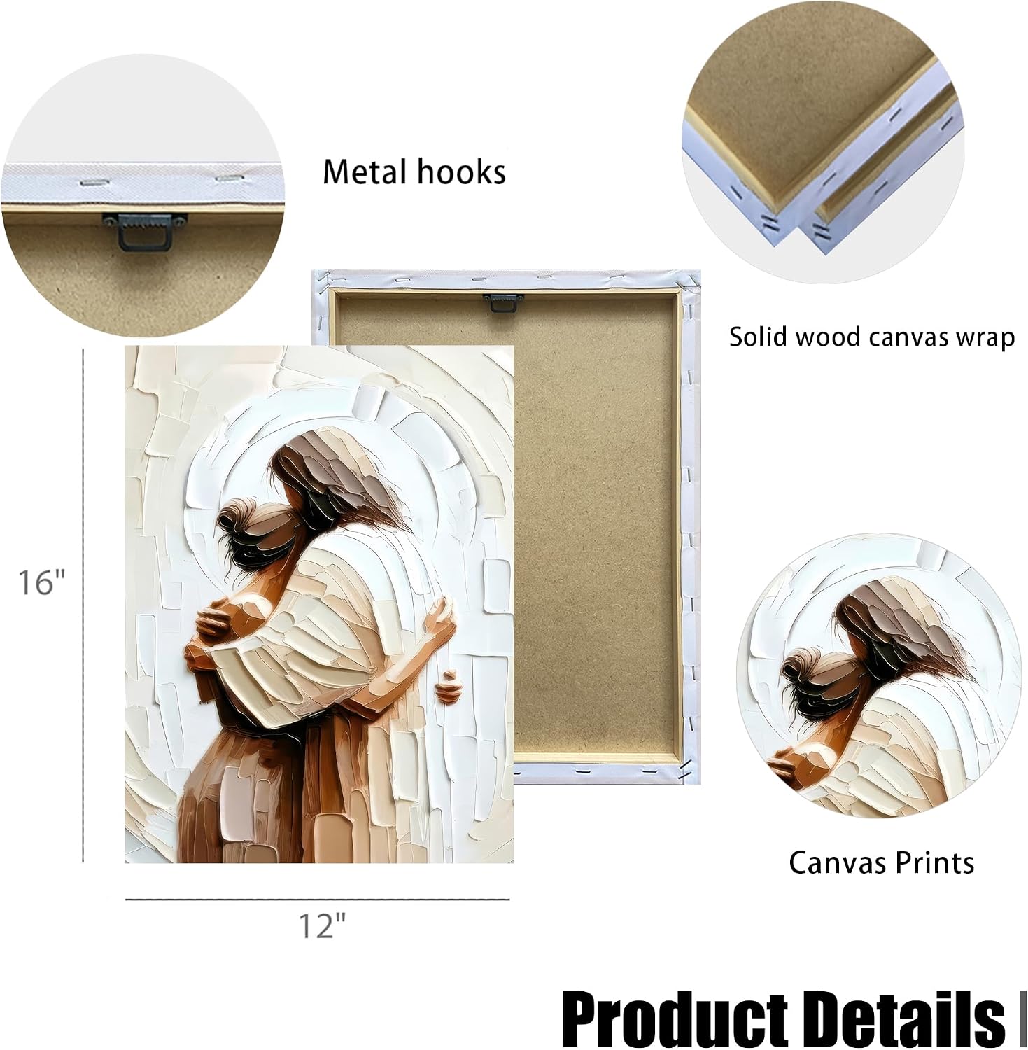 Jesus Embracing Woman Canvas Wall Art / 16"L x 12"W / Jesus Hug