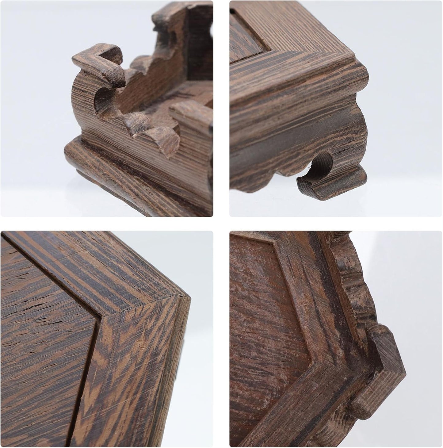 Furniture Wooden Display Stand Base Oriental Wood Round Pedestal / Hexagon; 4.72 / Chicken Wing Wood