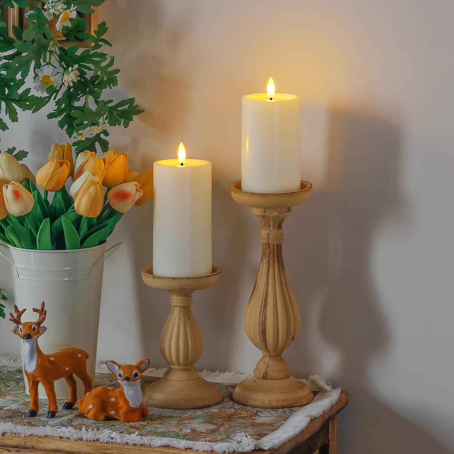 Outdoor 4pcs Flameless Waterproof Candles with Handy Remote Control, Cycle Timer Battery Operated Candle Grease Effect