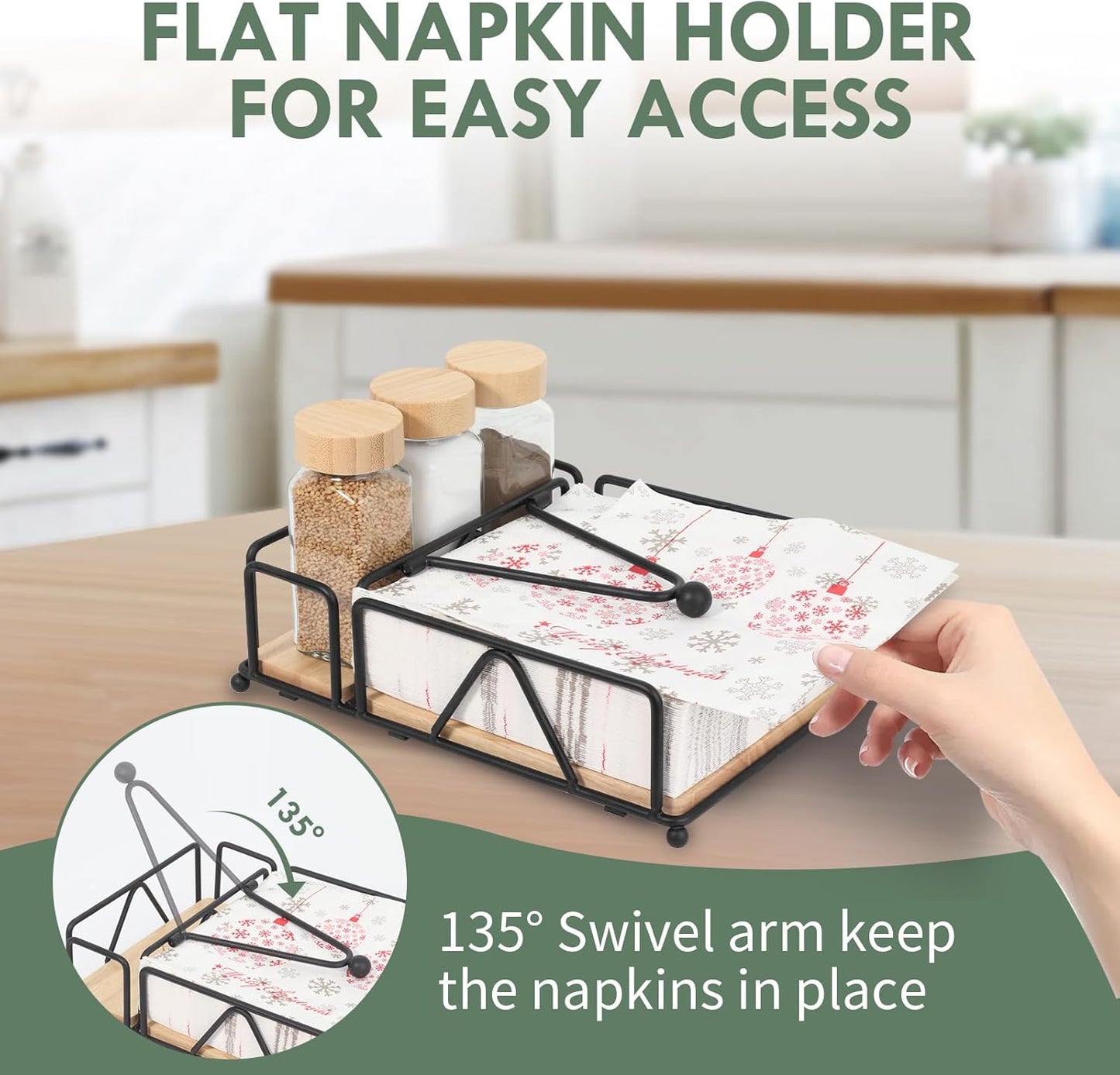 4 Piece Set Metal Napkin Holder / Black 4 Piece Set