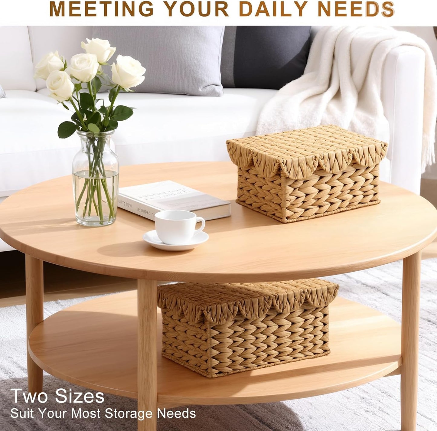 Rectangle Rattan Storage Basket / Set of 2