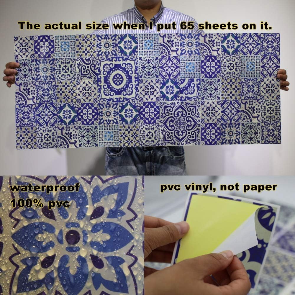 65 units of 13designs Peel and Stick Tile Sticker DIY Decor for Backsplash and Stair Riser / Blue