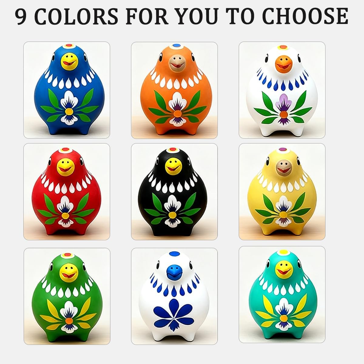 Decorative Clay Bird Figurines Hand-Painted Folk Art Design Collectible Smal Figurines / Orange