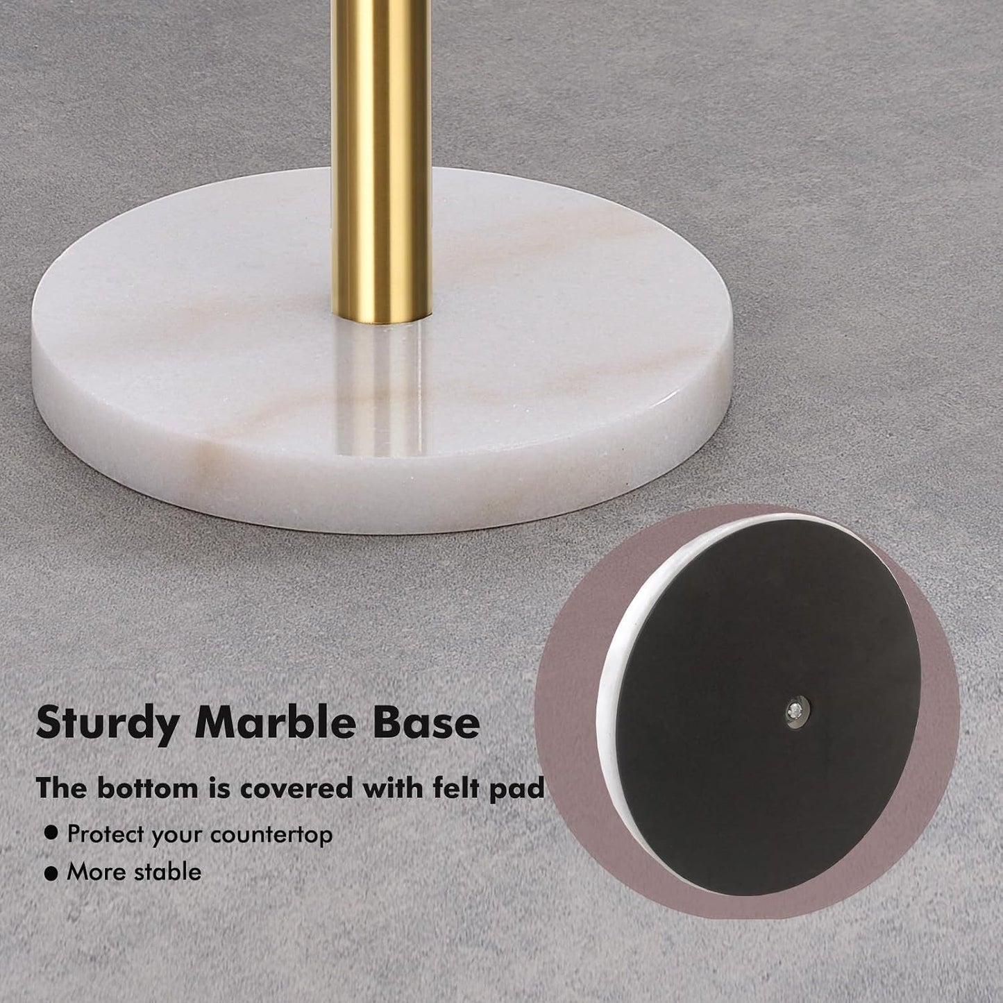 Exilon Gold Paper Towel Holder Countertop, Standing Paper Towel Roll Holder for Kitchen Bathroom, with Weighted Base
