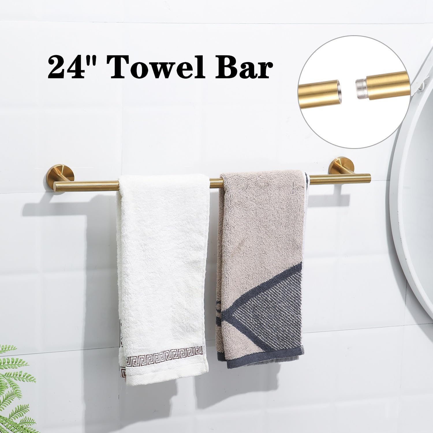Brushed Gold Bathroom Hardware Accessories Set 5 Piece, Stainless Steel Bath Towel Bar Set 24 Inch,Toilet Paper
