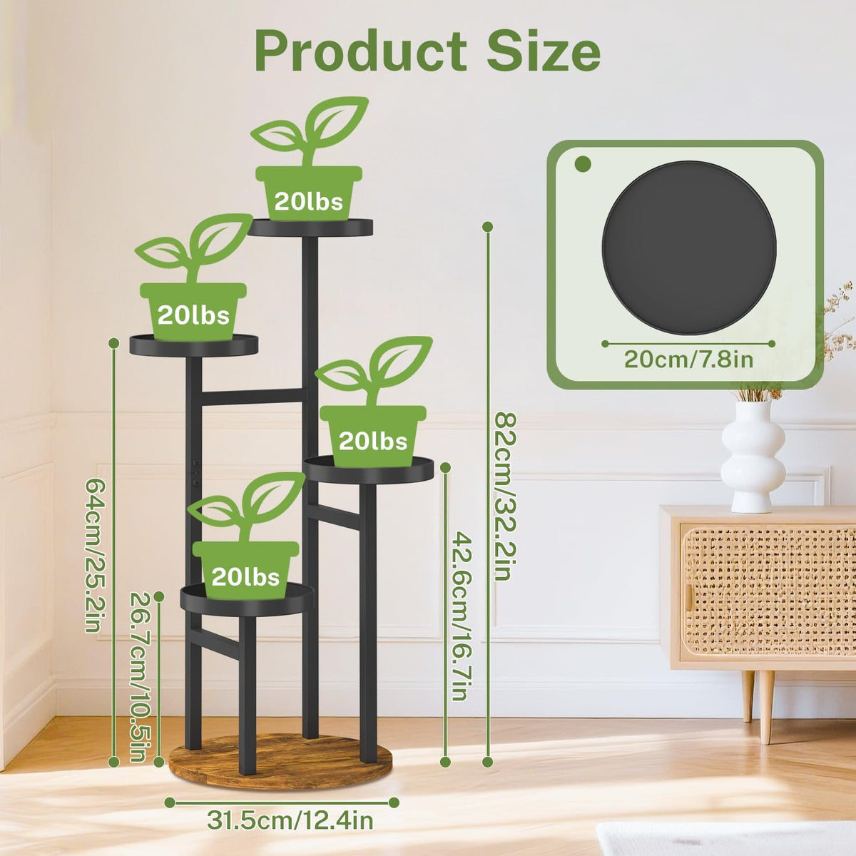 iDavosic.ly 4 Tier Plant Stand Indoor, Corner Tiered Holder Shelf, Brown | Sturdy Tiered Orchid Display Rack, Multiple