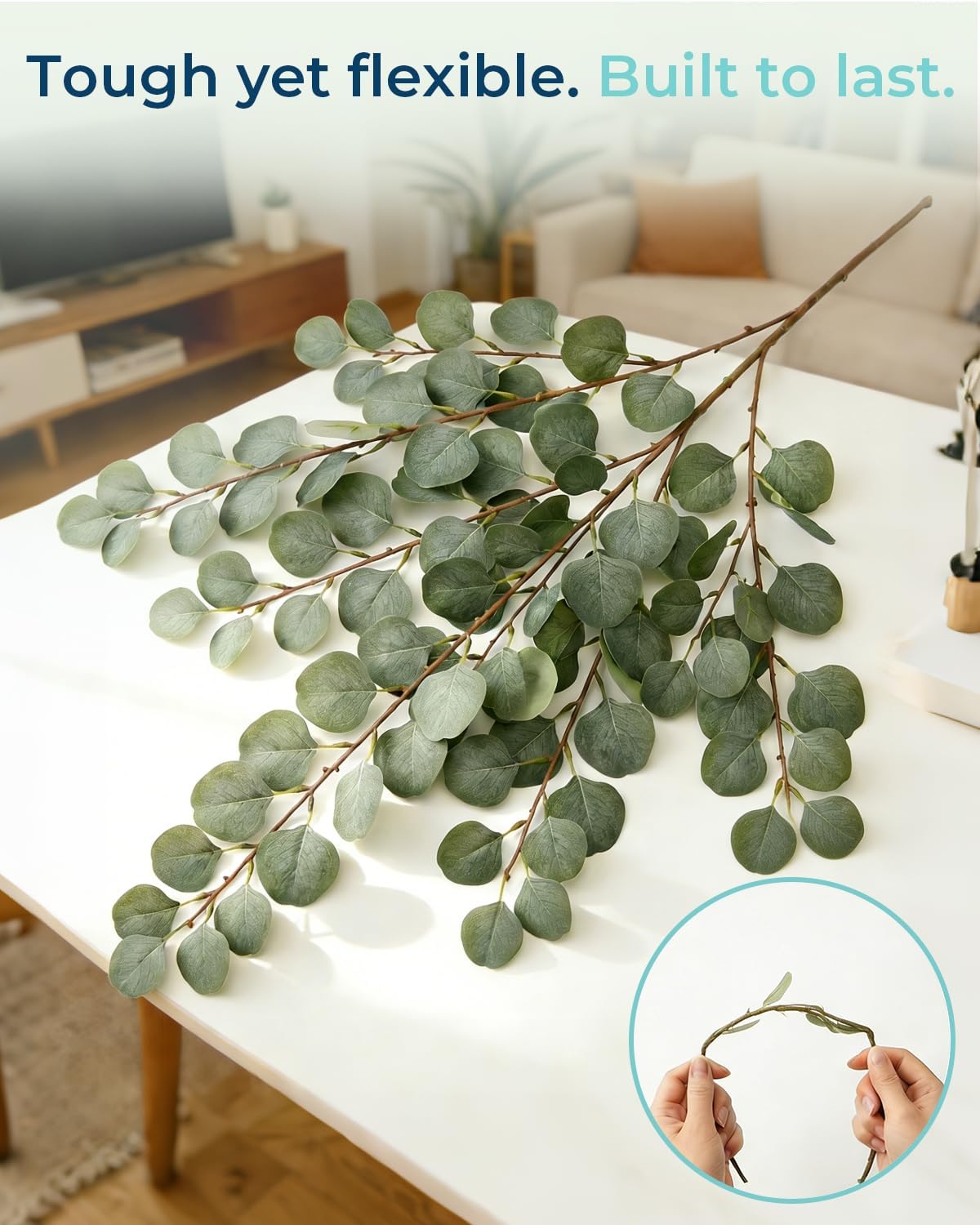 Eucalyptus Branches Artificial Greenery Stems Bulk Fake Plants Greenery / 27 Inch / Set of 12