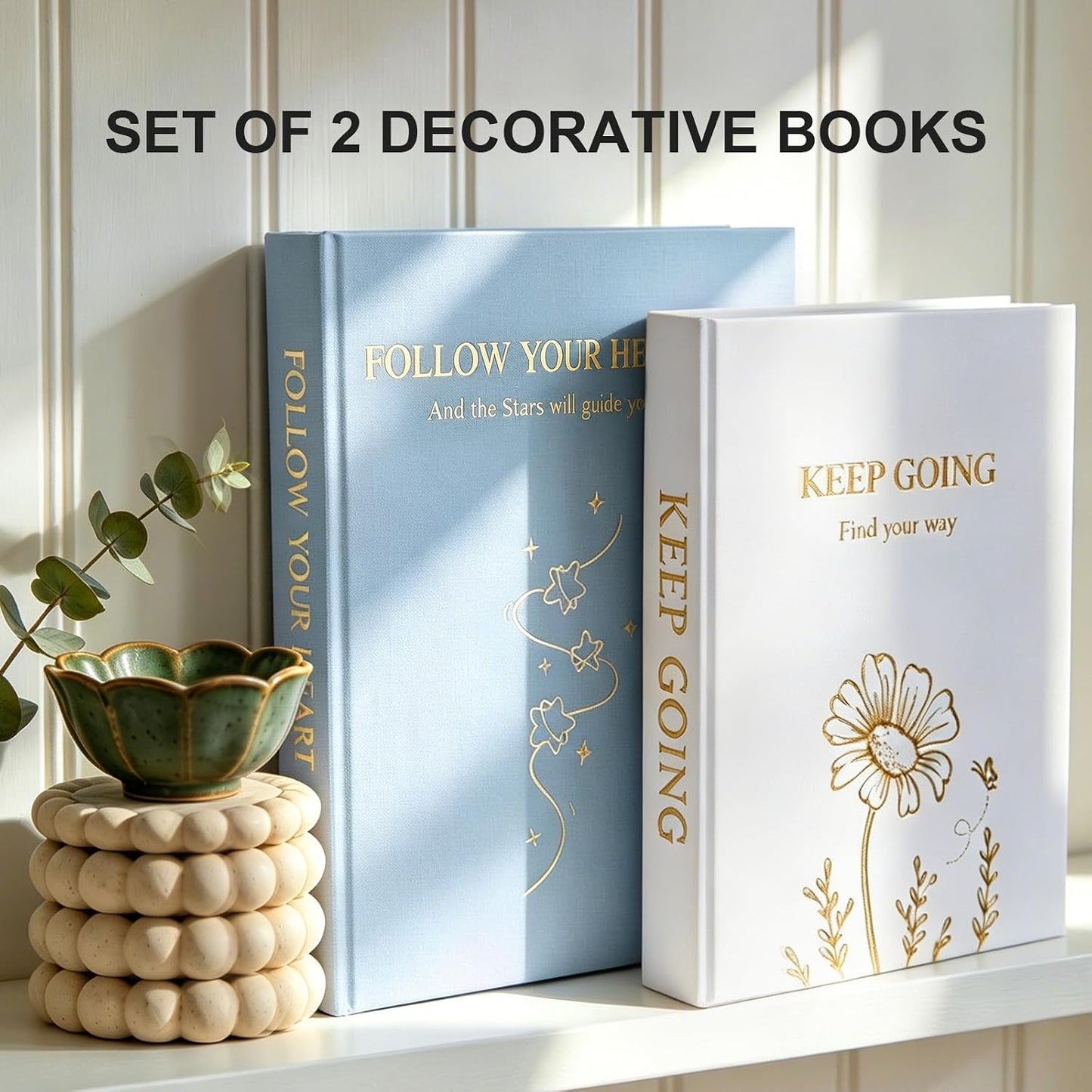 2 Linen Coffee Table Books / Blue-off-white