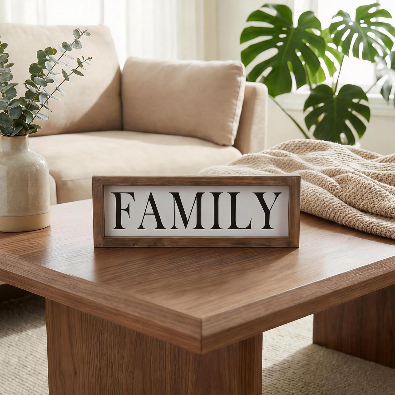 Wood Frame Family Wall Decor / White-family
