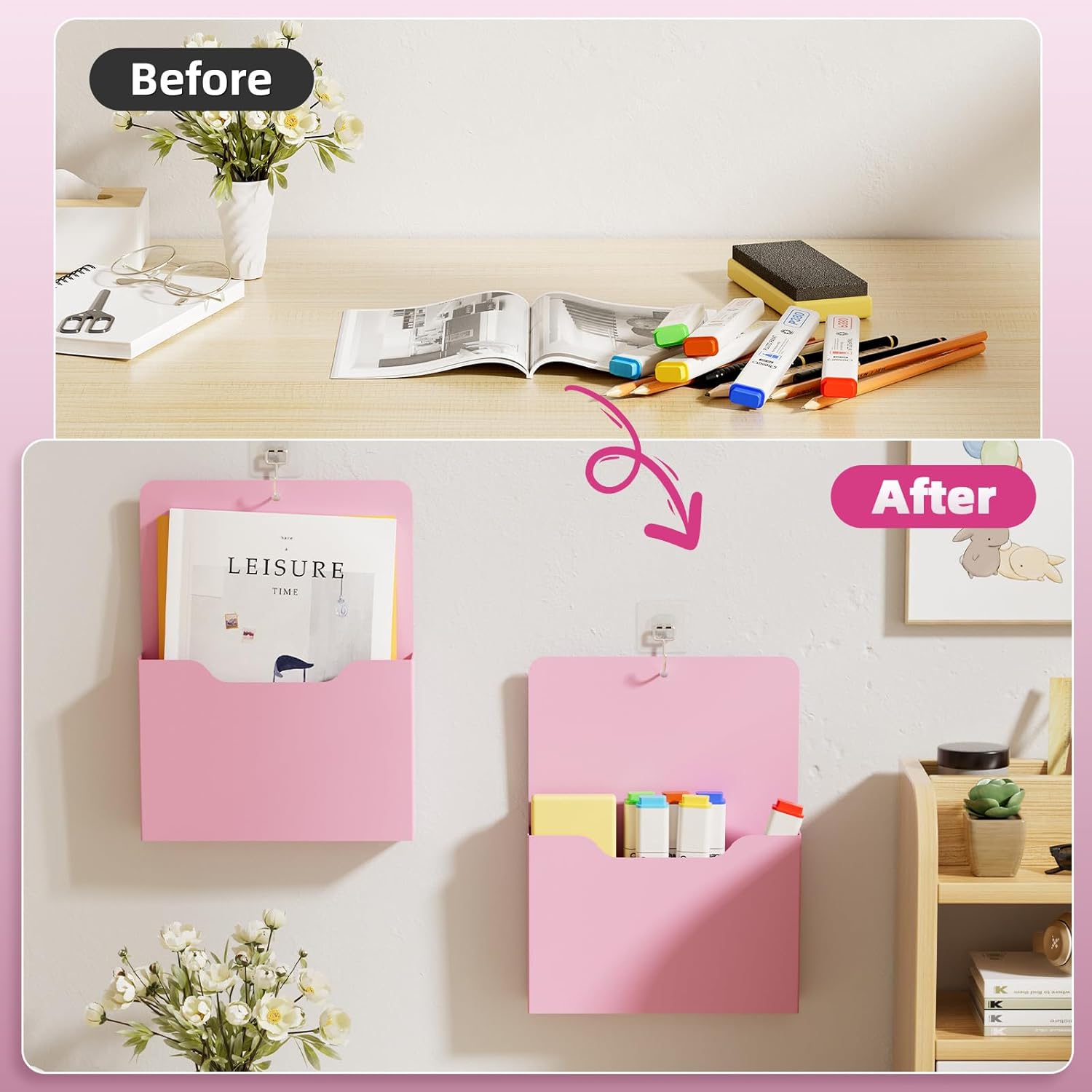 Marbrasse Magnetic File Holder - Magnetic Paper Holder, Pocket Organizer Office Supplies Storage Mail Organizer for