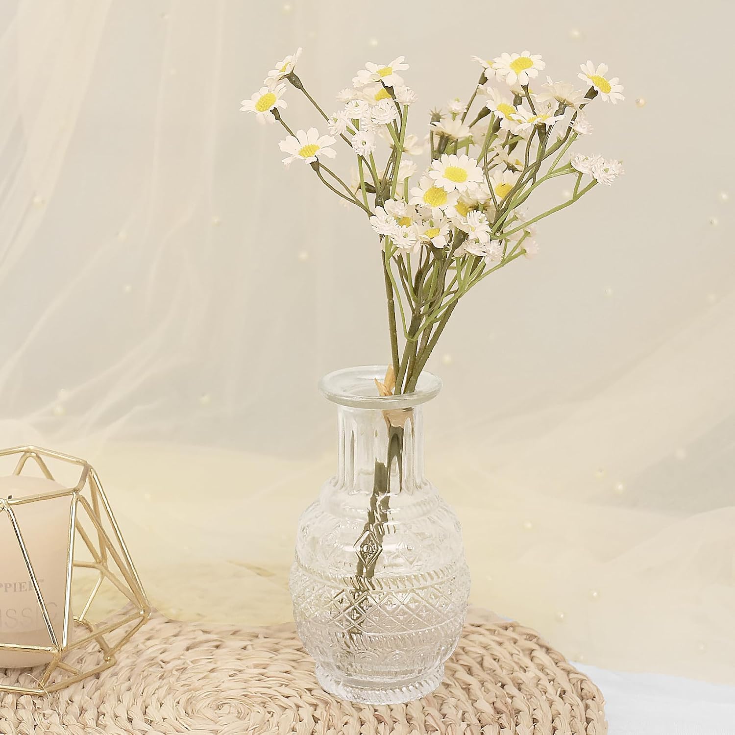 Glass Bud Vases-Small Vases for Flowers-Mini Bud Vases in Bulk -Vintage Vases / Set of 12