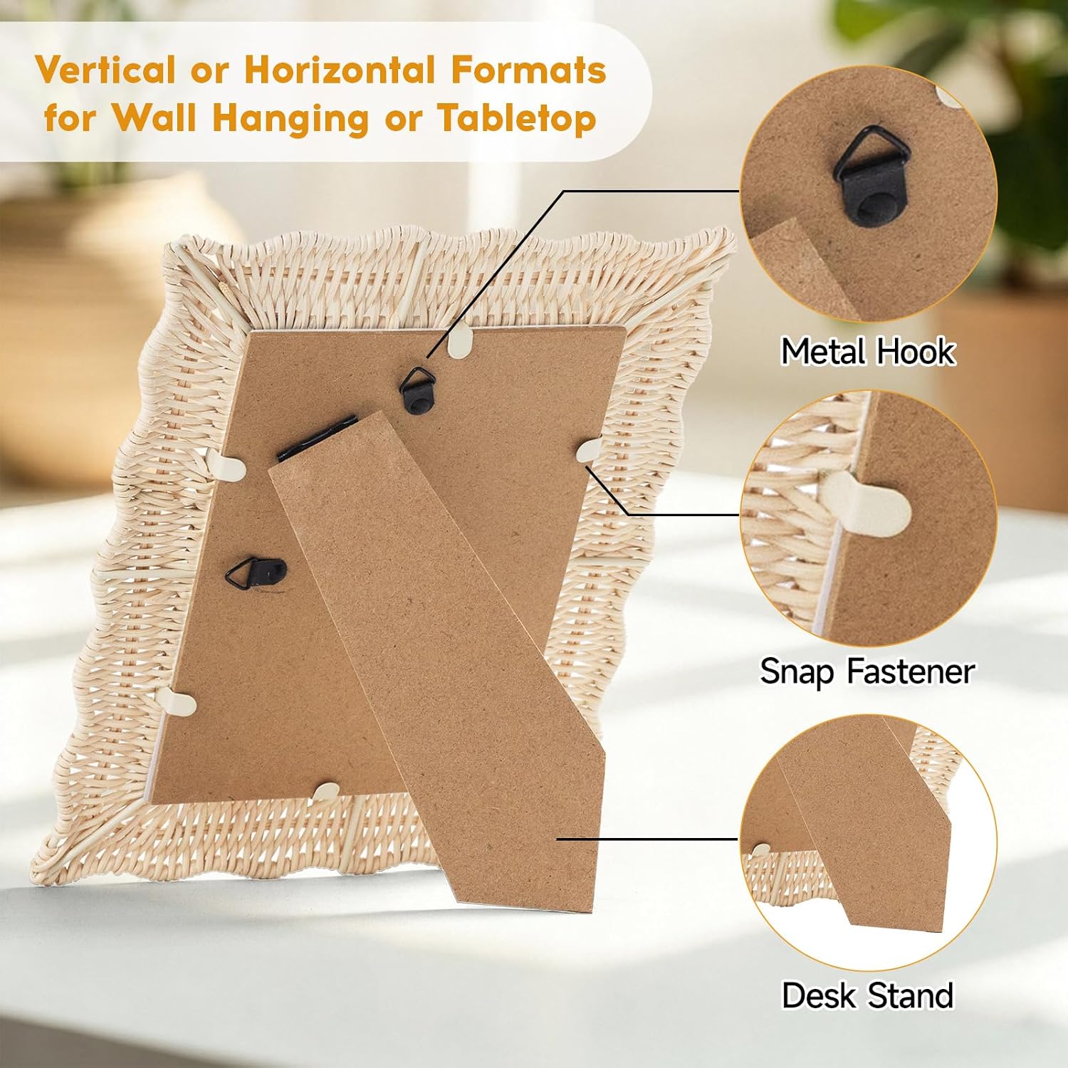 Picture Frames Boho Wall Decor Rattan Photo Frame / Natural Rattan / 5 x 7