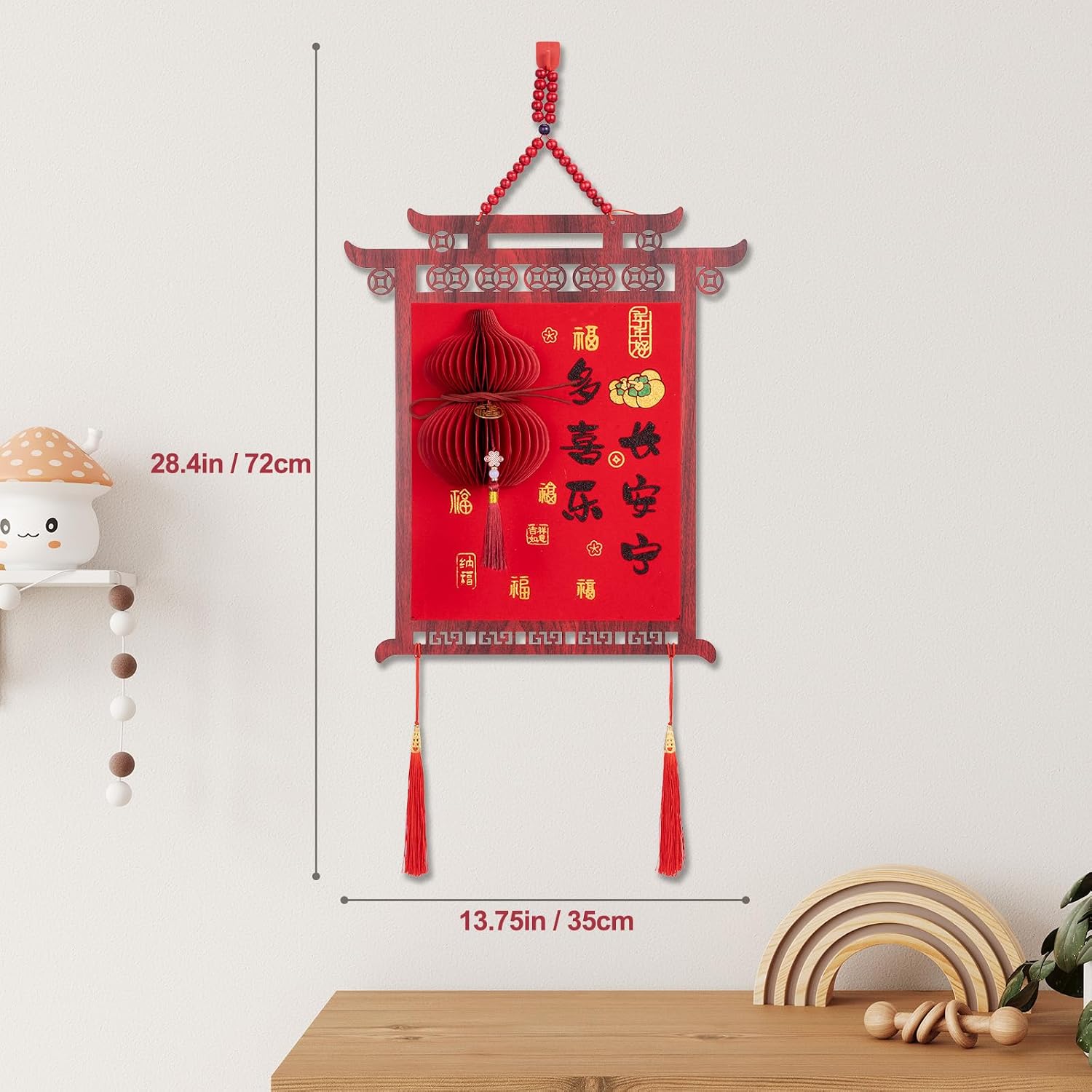 2026 Chinese New Year Decorations Wooden God of Wealth Hanging Ornament