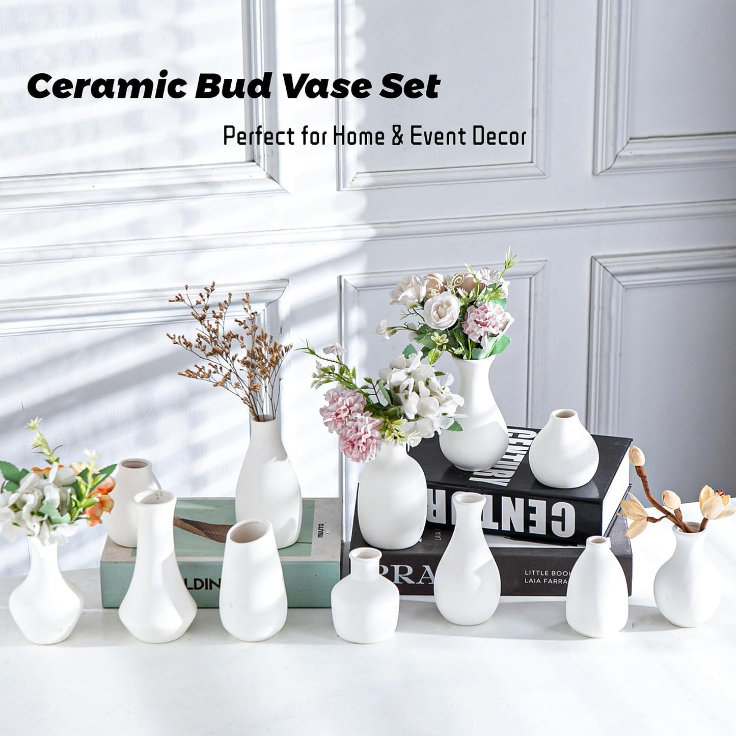 Small Ceramic Vase in Bulk / White Bud Vases / Set of 12