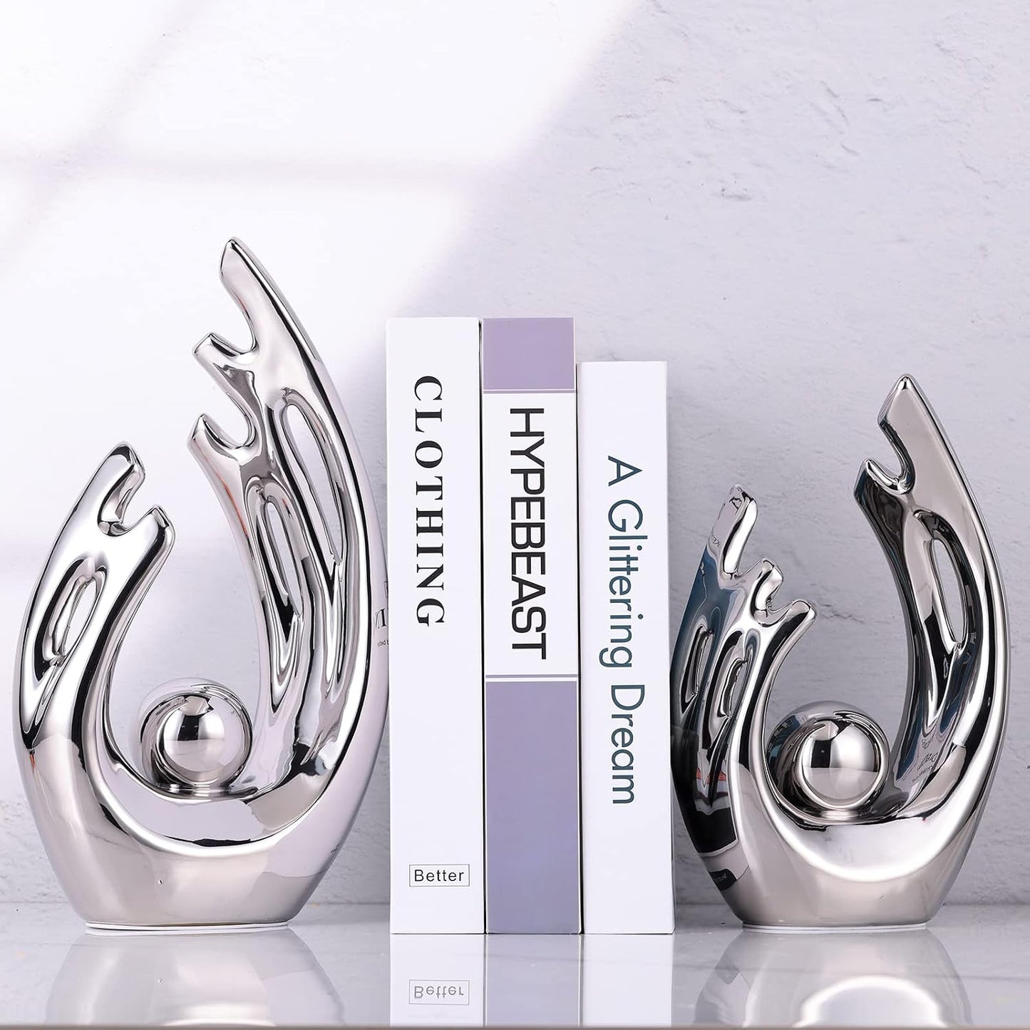 Abstract Ceramic Statue / Silver / Small