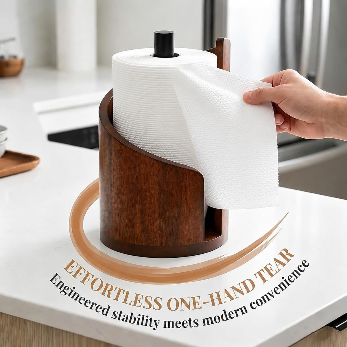 Yamagata Tissue Holder for countertop use, Made of Mango Wood, Sturdy and Stable, Rustic Style Decoration for Kitchen
