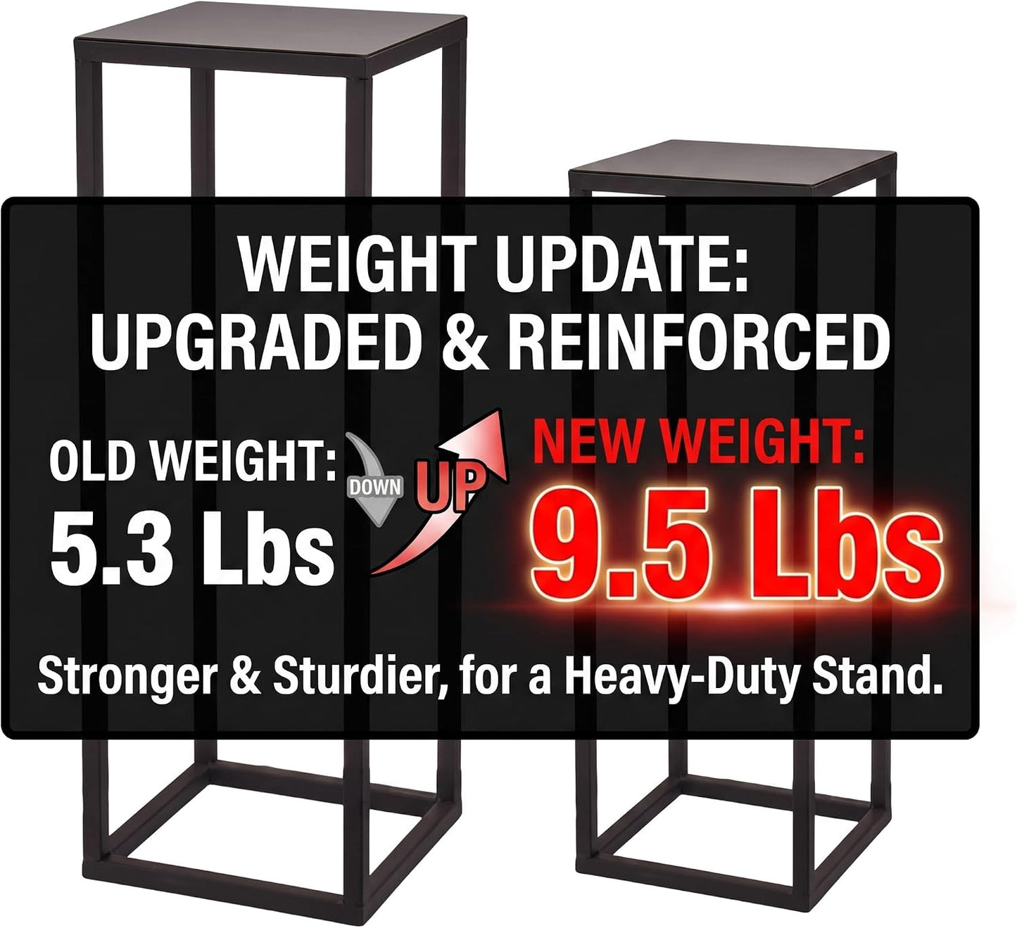 Black Plant Stand Indoor Pack of 2, No Assembly Required Metal Pedestal Flower Stand, Upgraded 0.6" Heavy Duty Column