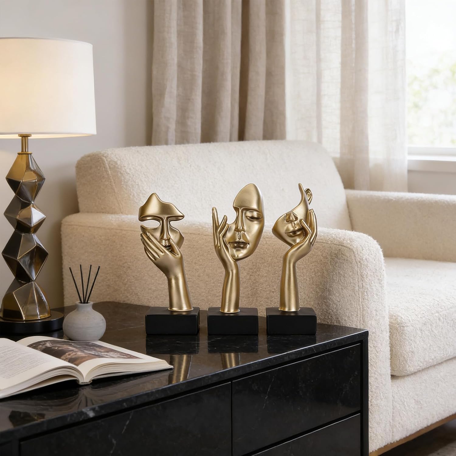 Thinker Large Statue Set / Gold / Set of 9