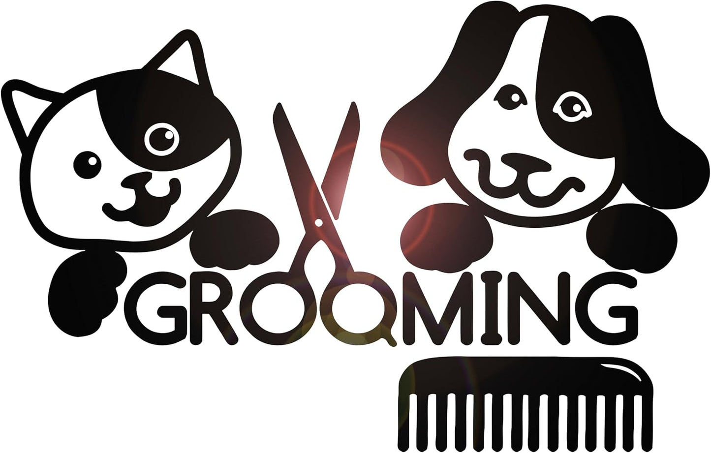 Vinyl Wall Decal Grooming Salon Groomer Beauty Cat Dog Pets Animal / 22.5 x 35 / M In / Black