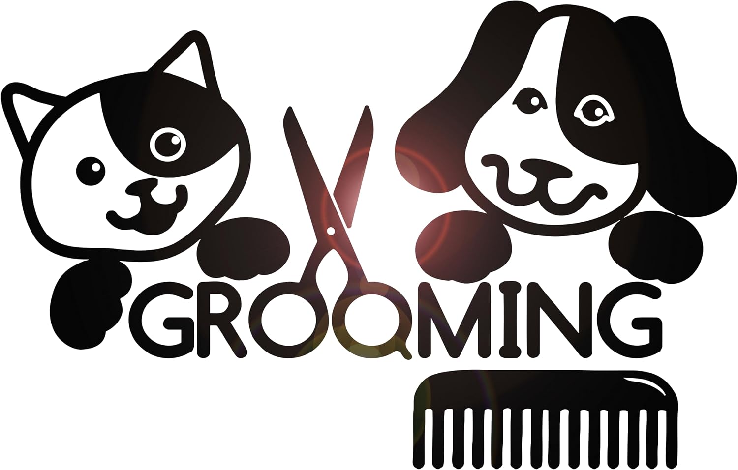 Vinyl Wall Decal Grooming Salon Groomer Beauty Cat Dog Pets Animal / 22.5 x 35 / M In / Black