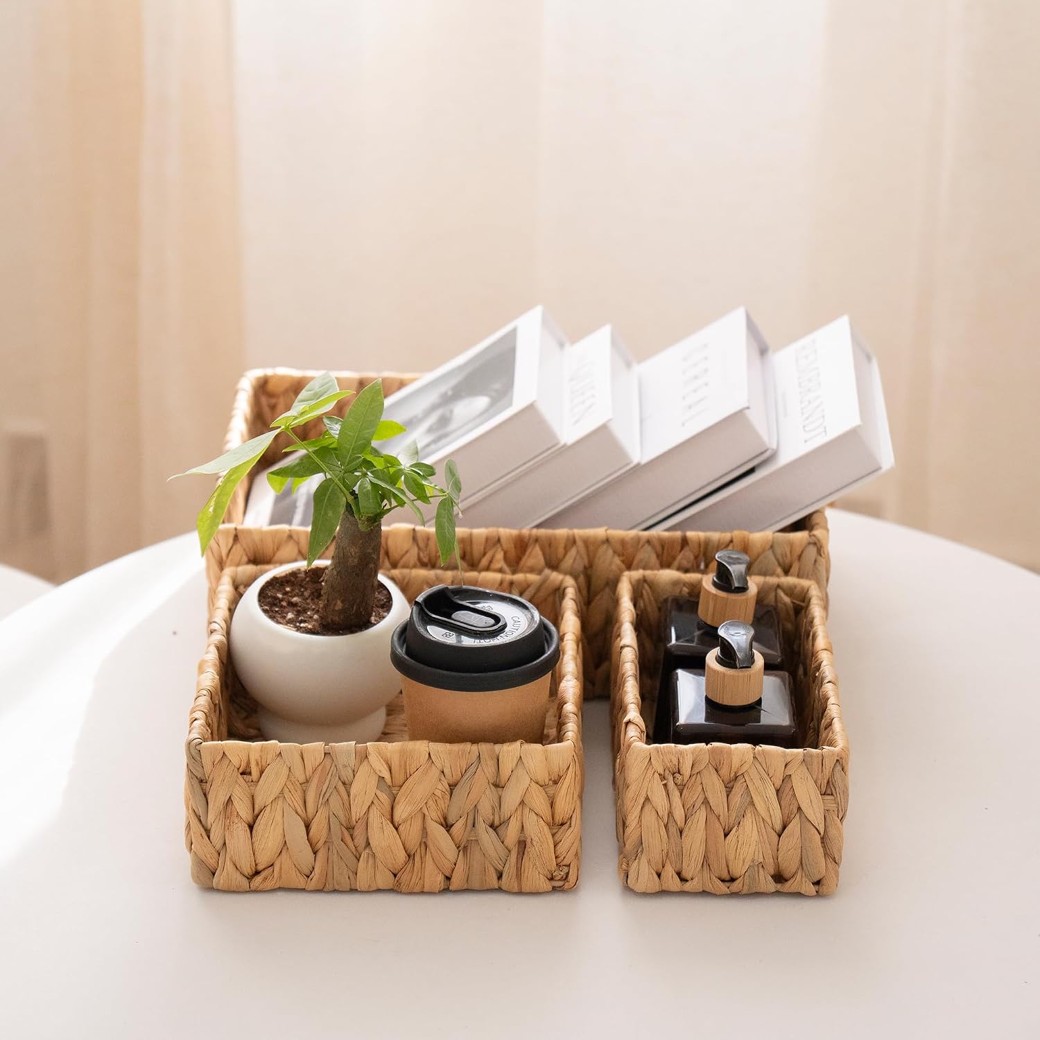 Water Hyacinth Wicker Baskets / Natural / Set of 3