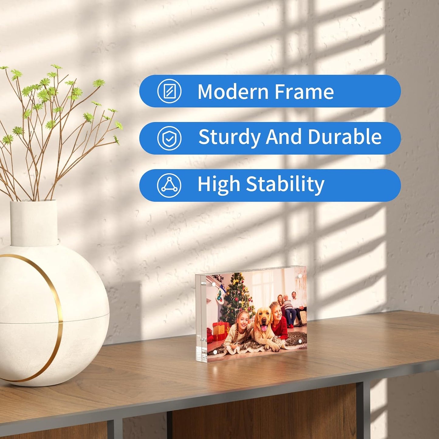 NIUBEE 4x6 Acrylic Photo Frames 5 Pack, Clear Desktop Double Sided Magnetic Picture Display