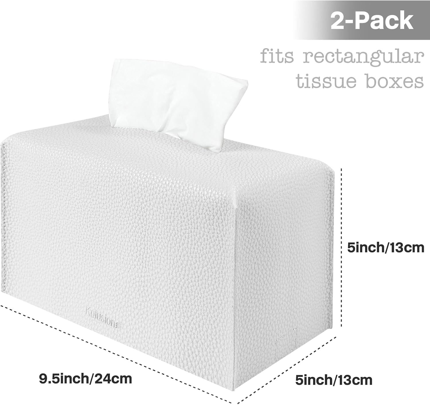 Tissue Box Cover Holder / Rectangle White / Set of 2