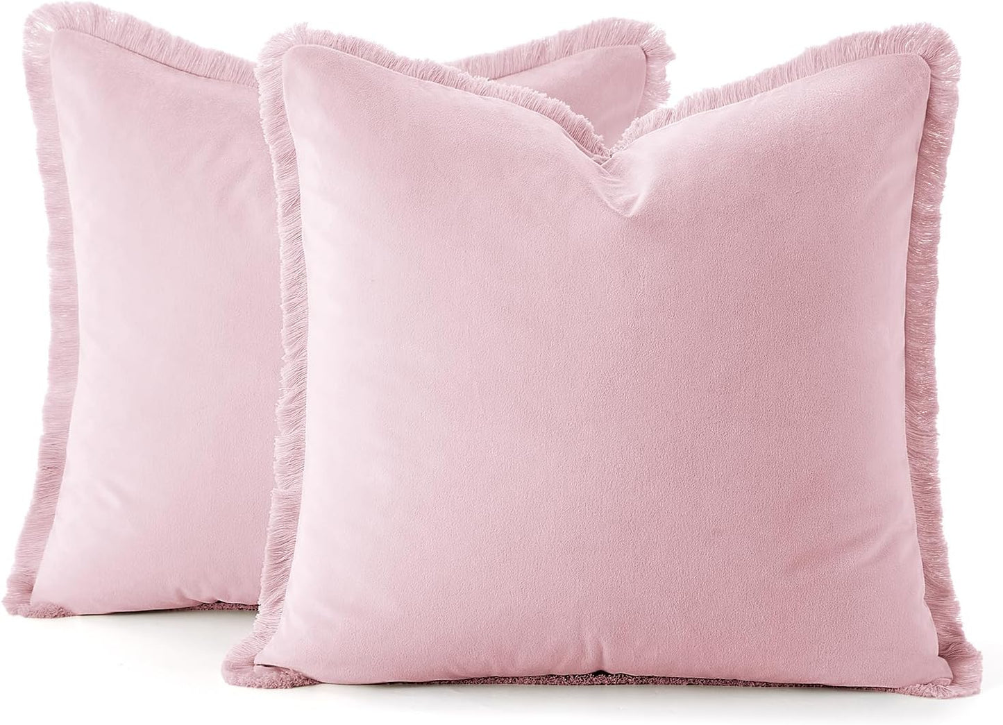 Light Velvet Throw Pillow Covers / Pink / 18 x 18 / Set of 2