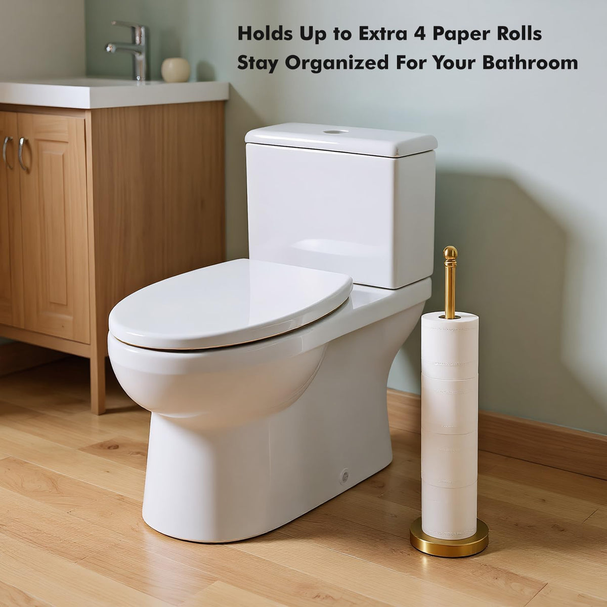 Toilet Paper Holder Stand Holding Up to 5 Paper Rolls, Free-Standing Spare Rolls Storage Holder, Stainless Steel
